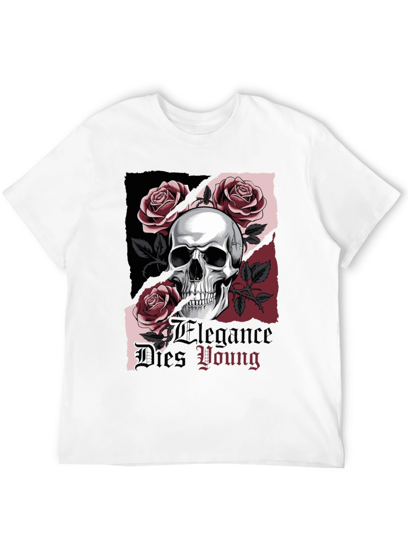 Black Skull & Roses Graphic Tee - Elegance Dies Young view 12