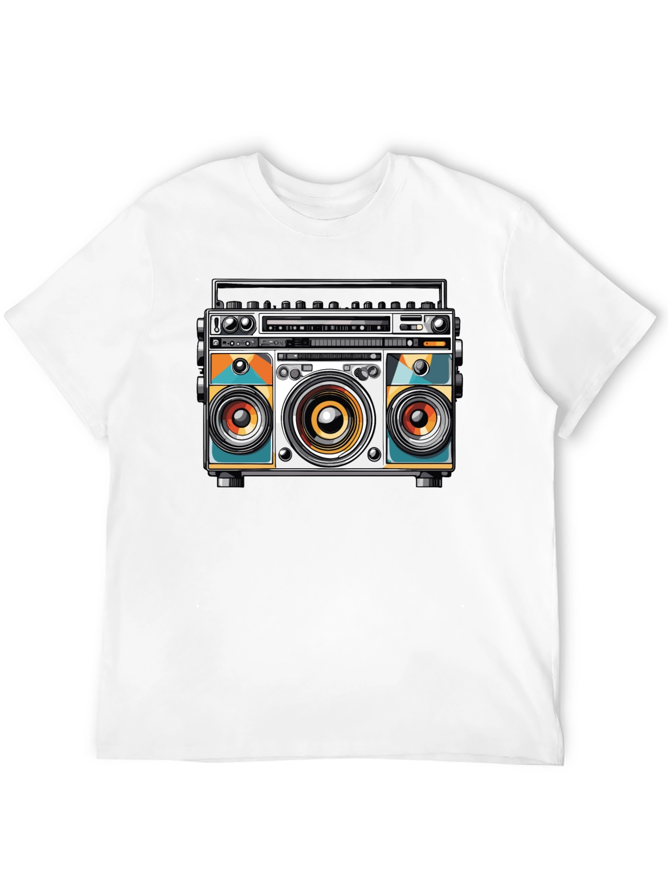 Black Retro Boombox Graphic Tee - Cool Music Lover Shirt view 12