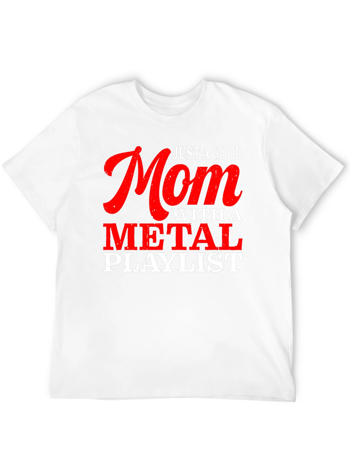 Black Just a Good Mom with a Metal Playlist T-Shirt view 12