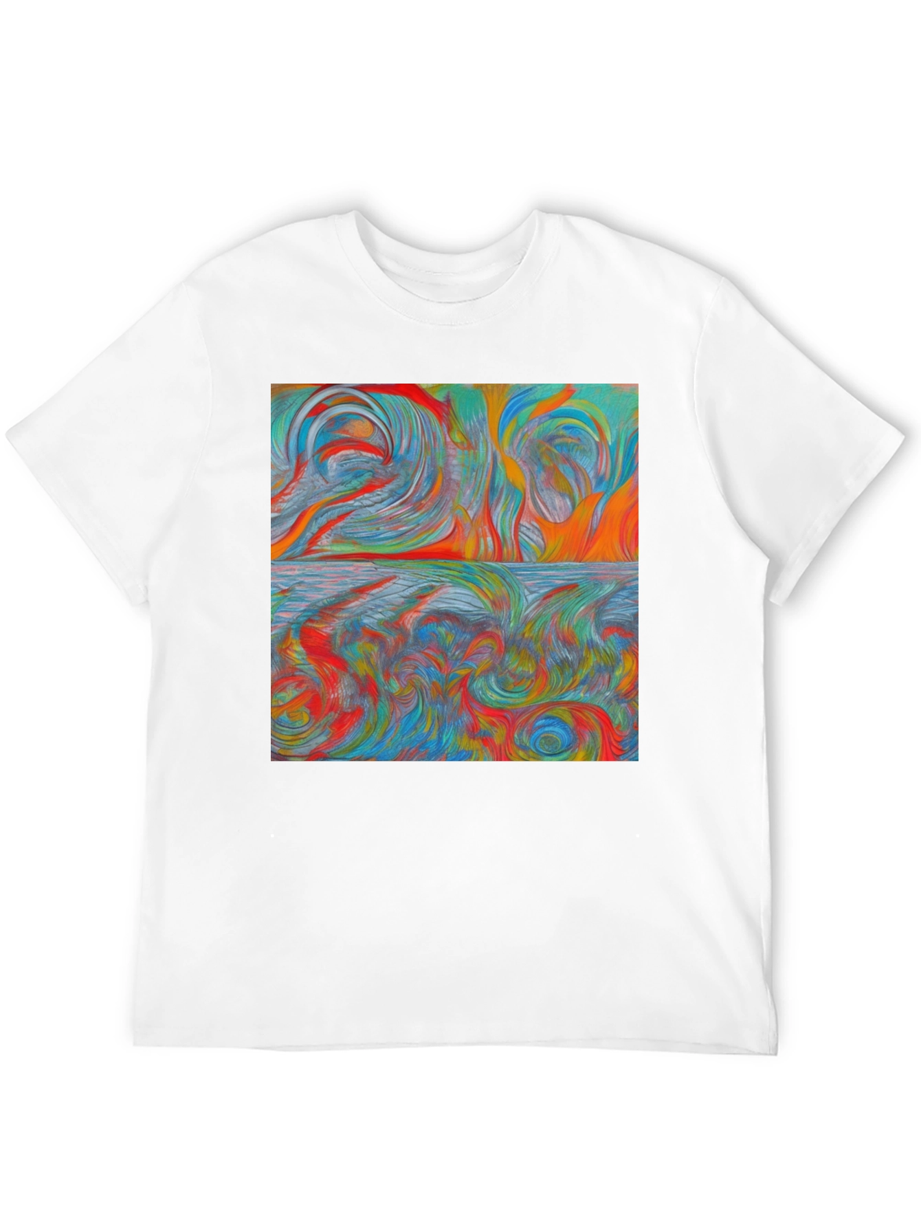 Black Abstract Swirl Art T-Shirt view 12