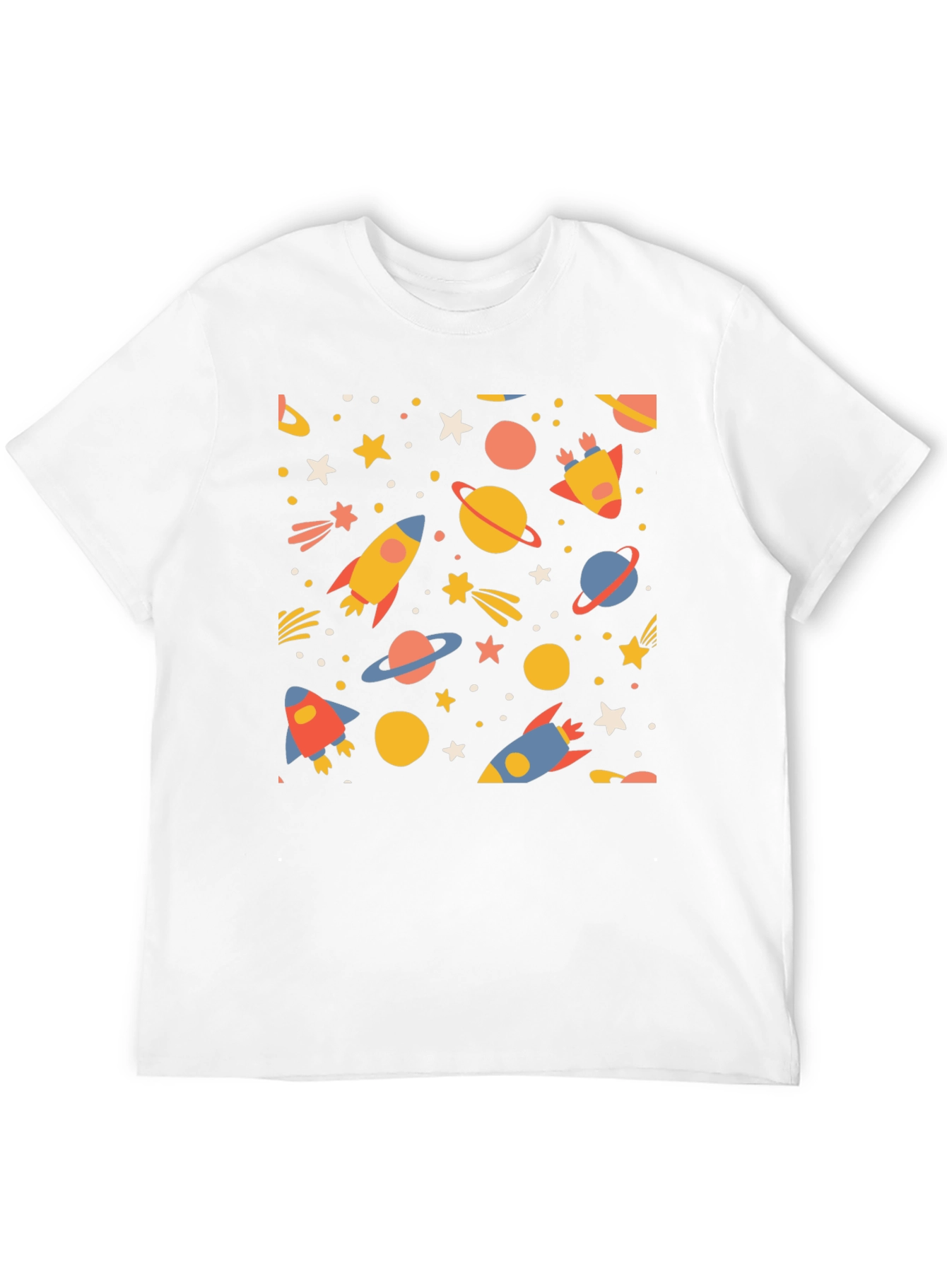 Black Cosmic Adventure T-Shirt - Space Rockets & Planets view 12