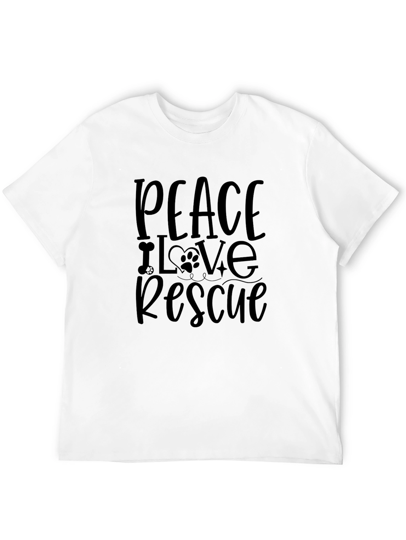 Black Peace Love Rescue Graphic Tee - Dog Lover T-Shirt view 12