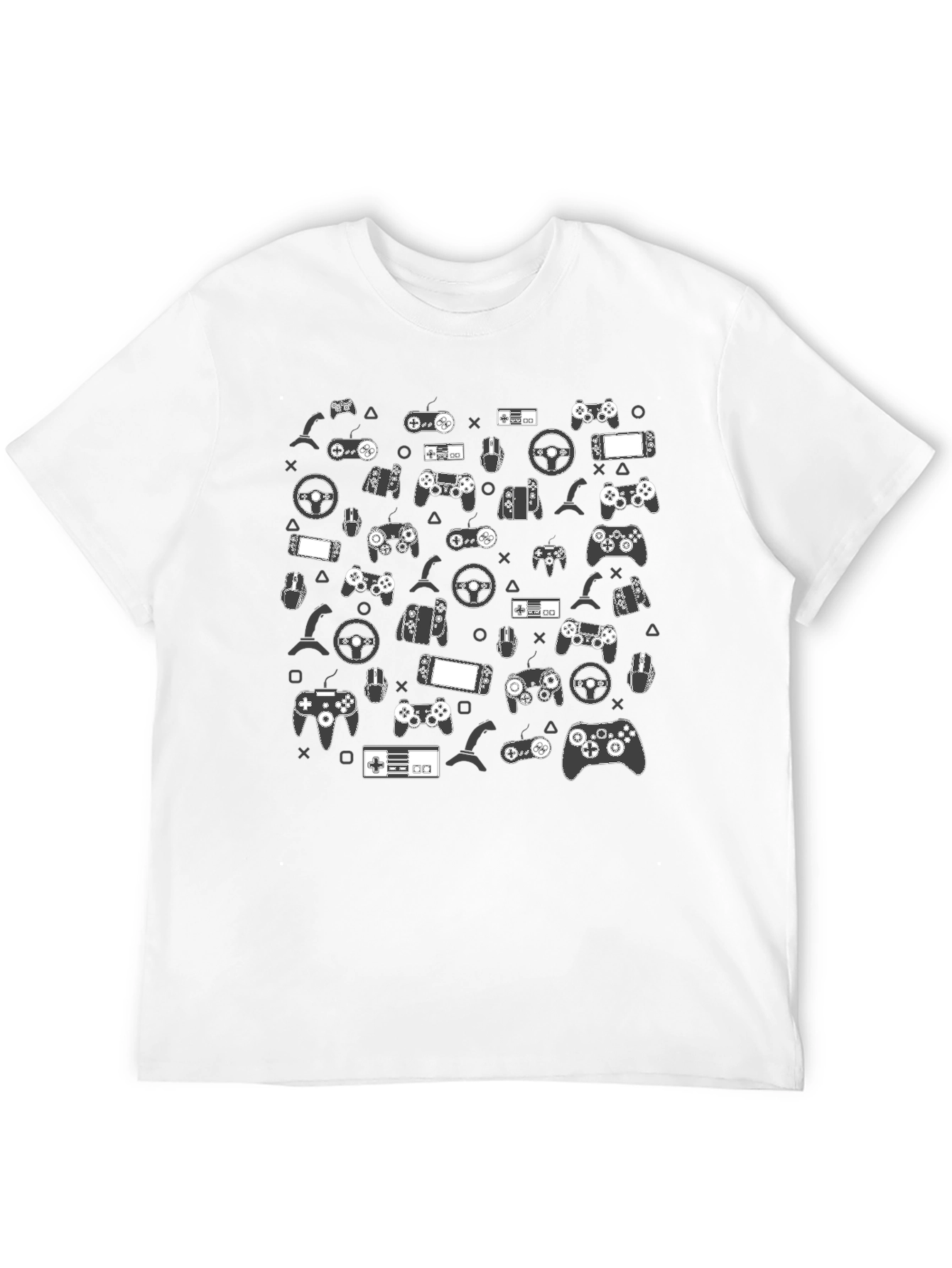 Black Gamer Pattern Black T-Shirt view 12