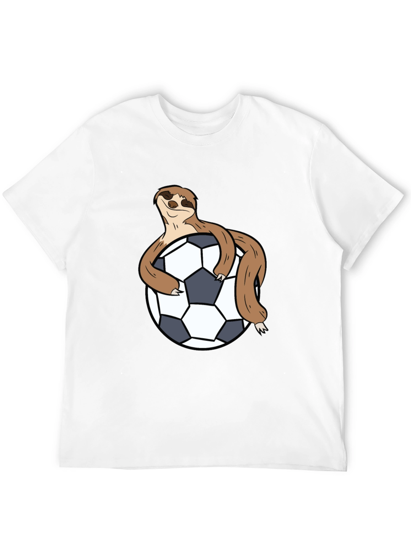 Black Sloth Hugging Soccer Ball Black T-Shirt view 12