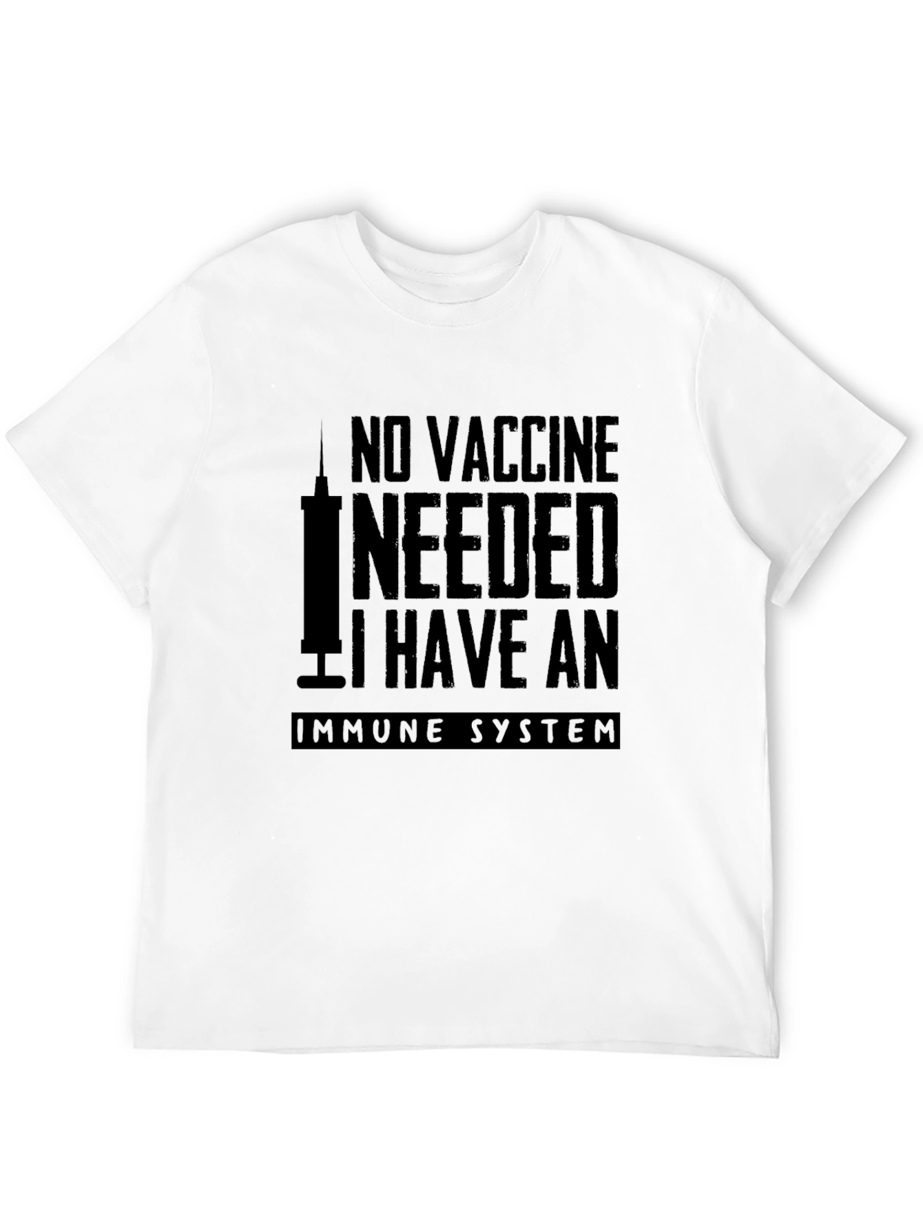 Black No Vaccine Needed Immune System T-Shirt view 12