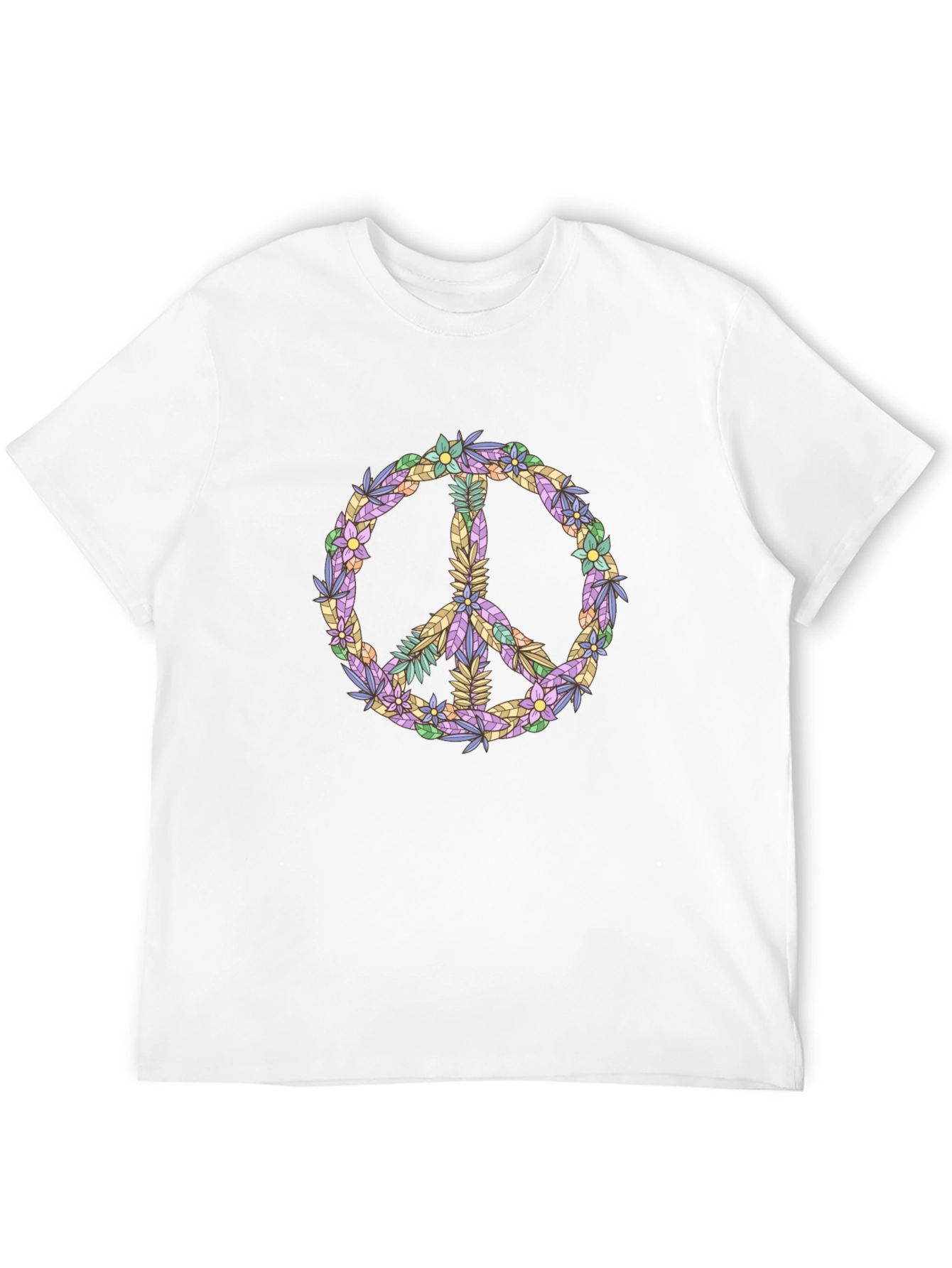 Black Floral Peace Sign Graphic Tee view 12