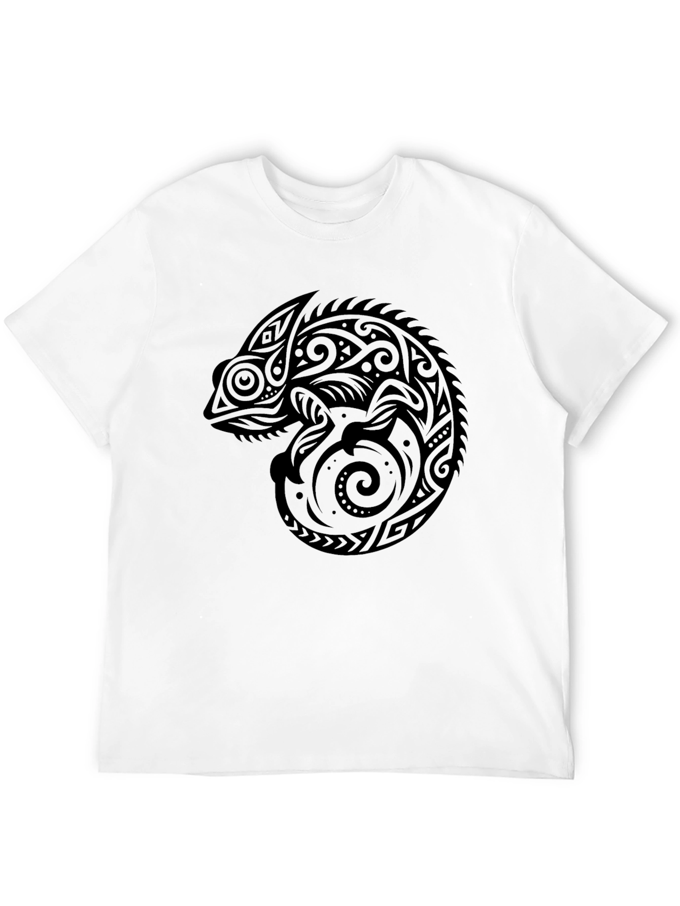 Black Tribal Chameleon Graphic Tee - Men's Black T-Shirt view 12