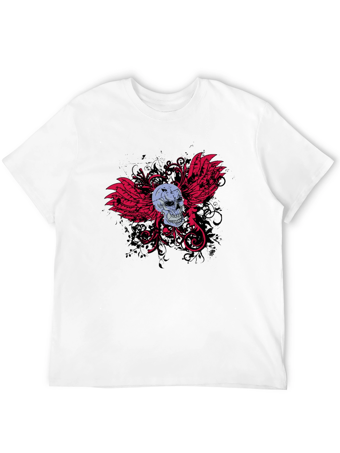 Black Skull & Wings Graphic T-Shirt - Edgy Design view 12