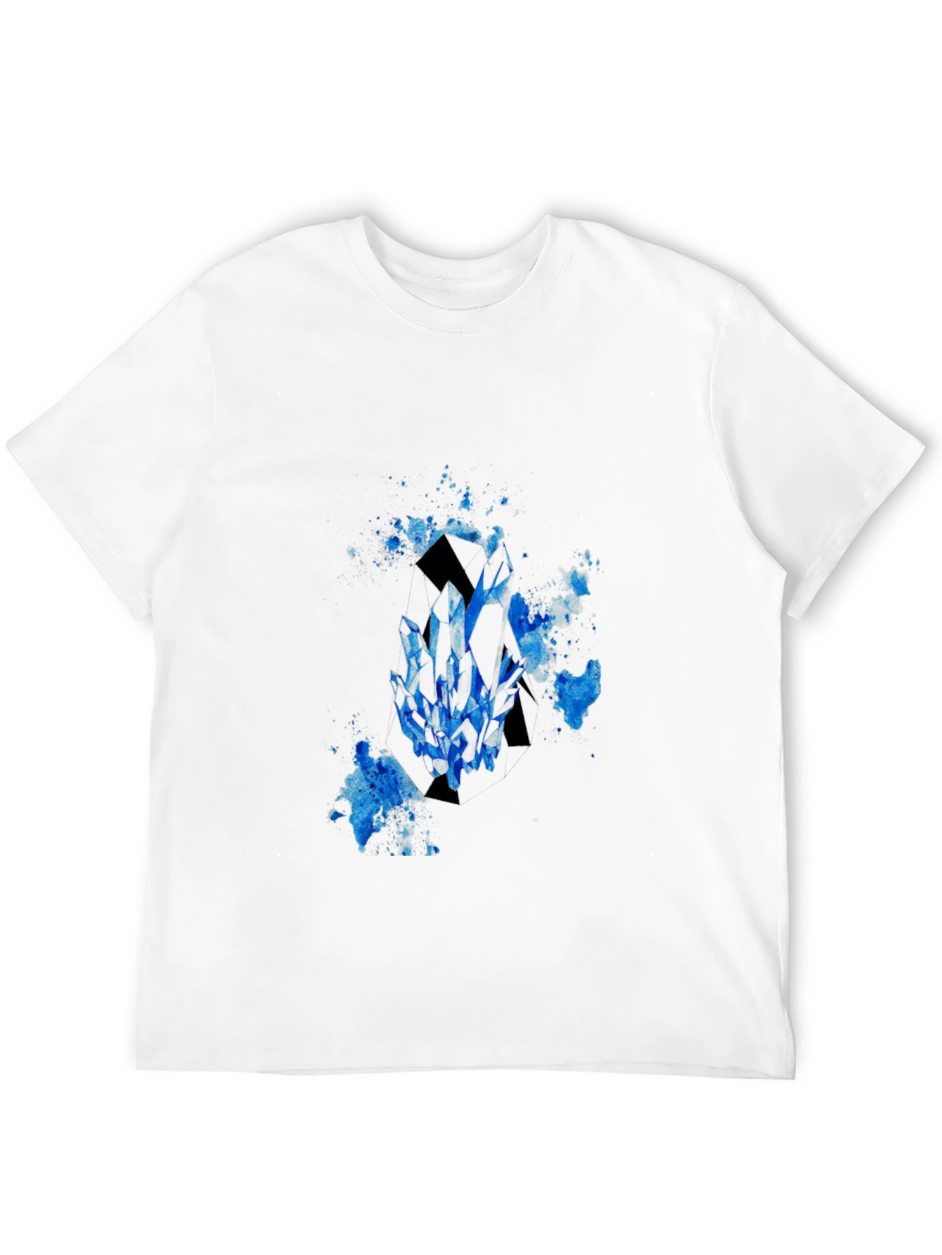 Black Men's Black T-Shirt with Blue Crystal Graphic view 12