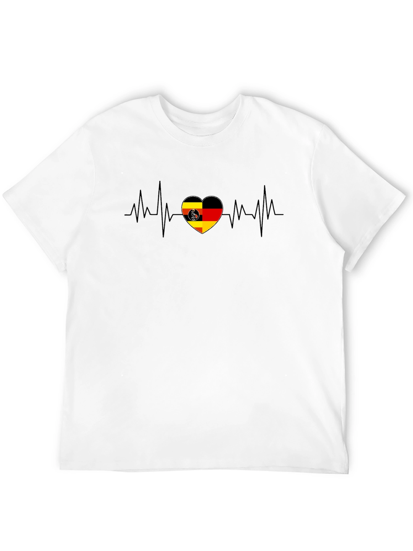 Black German Heartbeat T-Shirt - Black Casual Tee view 12