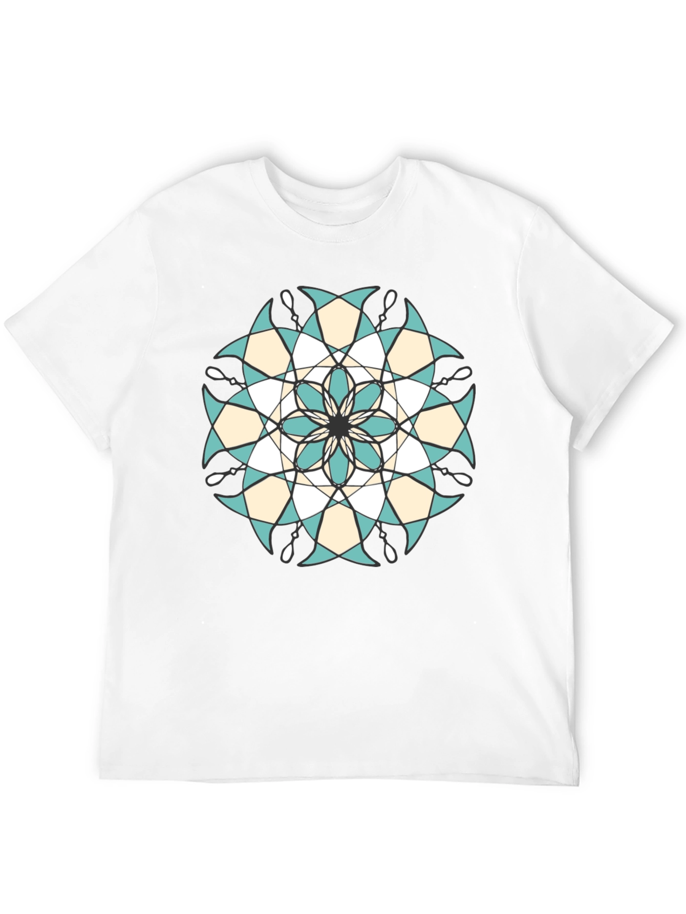 Black Geometric Mandala Graphic Tee - Black view 12