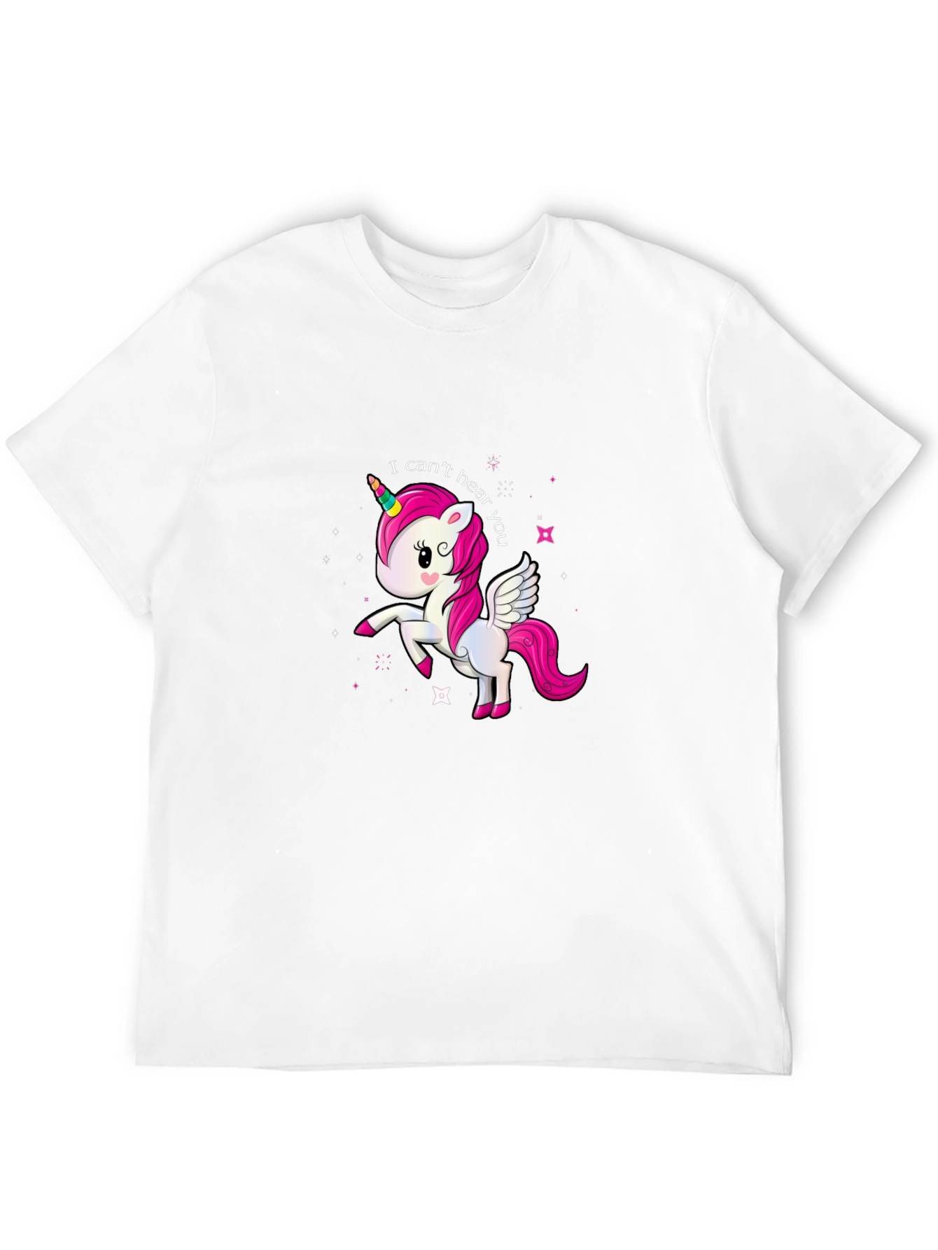 Black Cute Unicorn 'I Can't Hear You' Black T-Shirt view 12