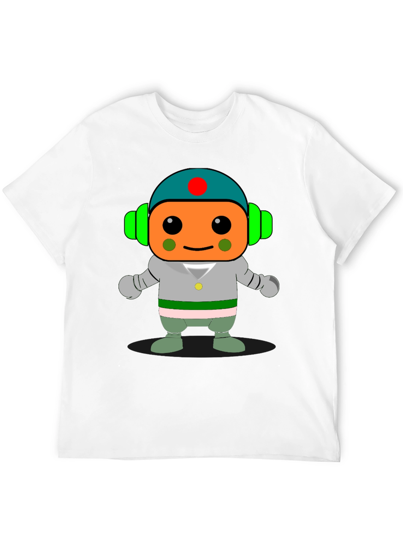 Black Cartoon Robot Graphic Print Black T-Shirt view 12