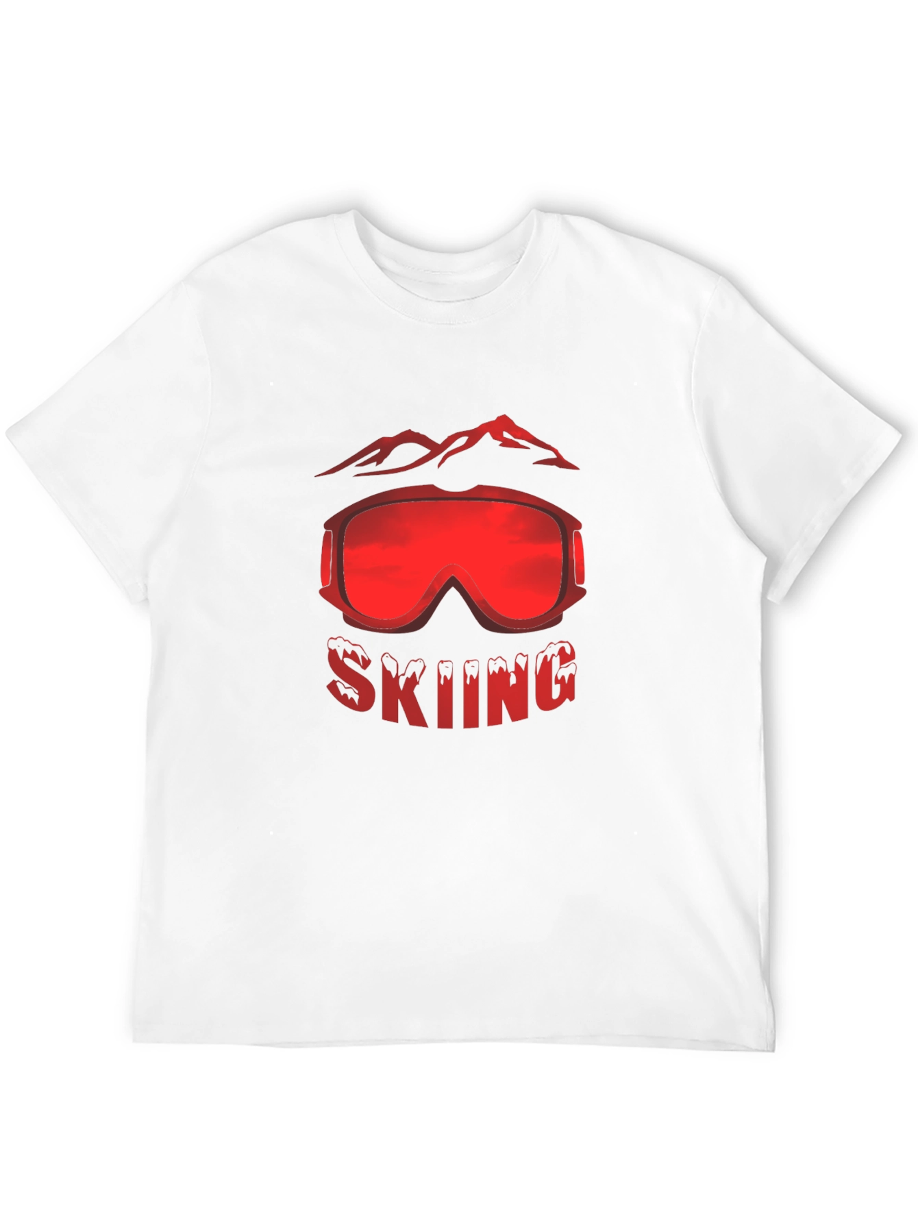 Black Skiing Goggles Mountain Graphic Black T-Shirt view 12