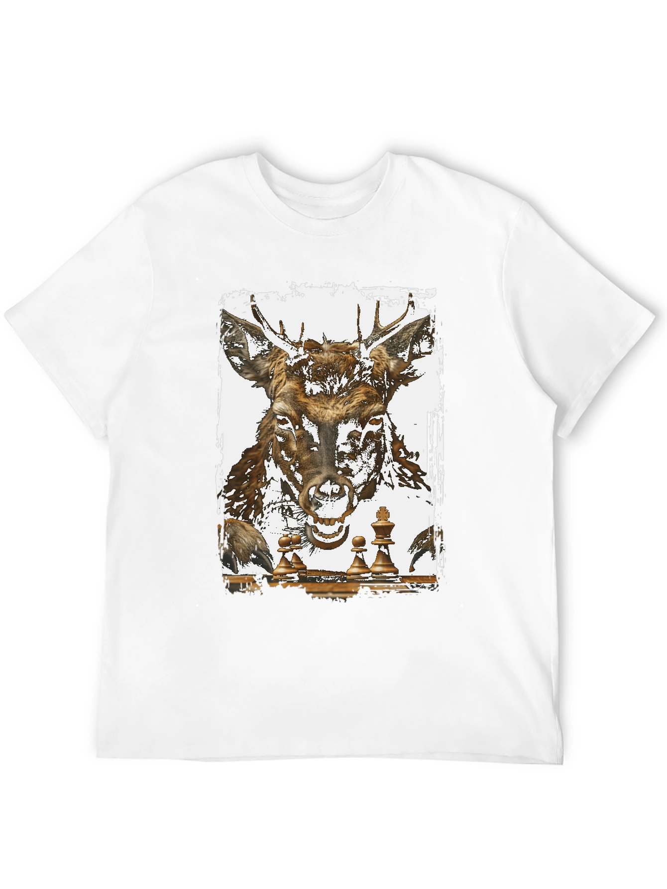 Black Deer Chess Graphic Tee - Unique Animal Art T-Shirt view 12