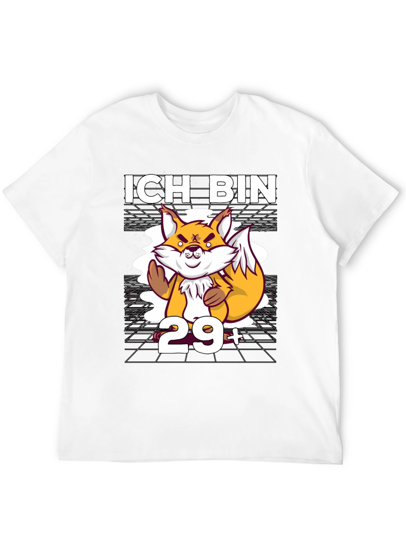 Black Funny 29+ Fox Graphic Tee - Unisex Black T-Shirt view 12