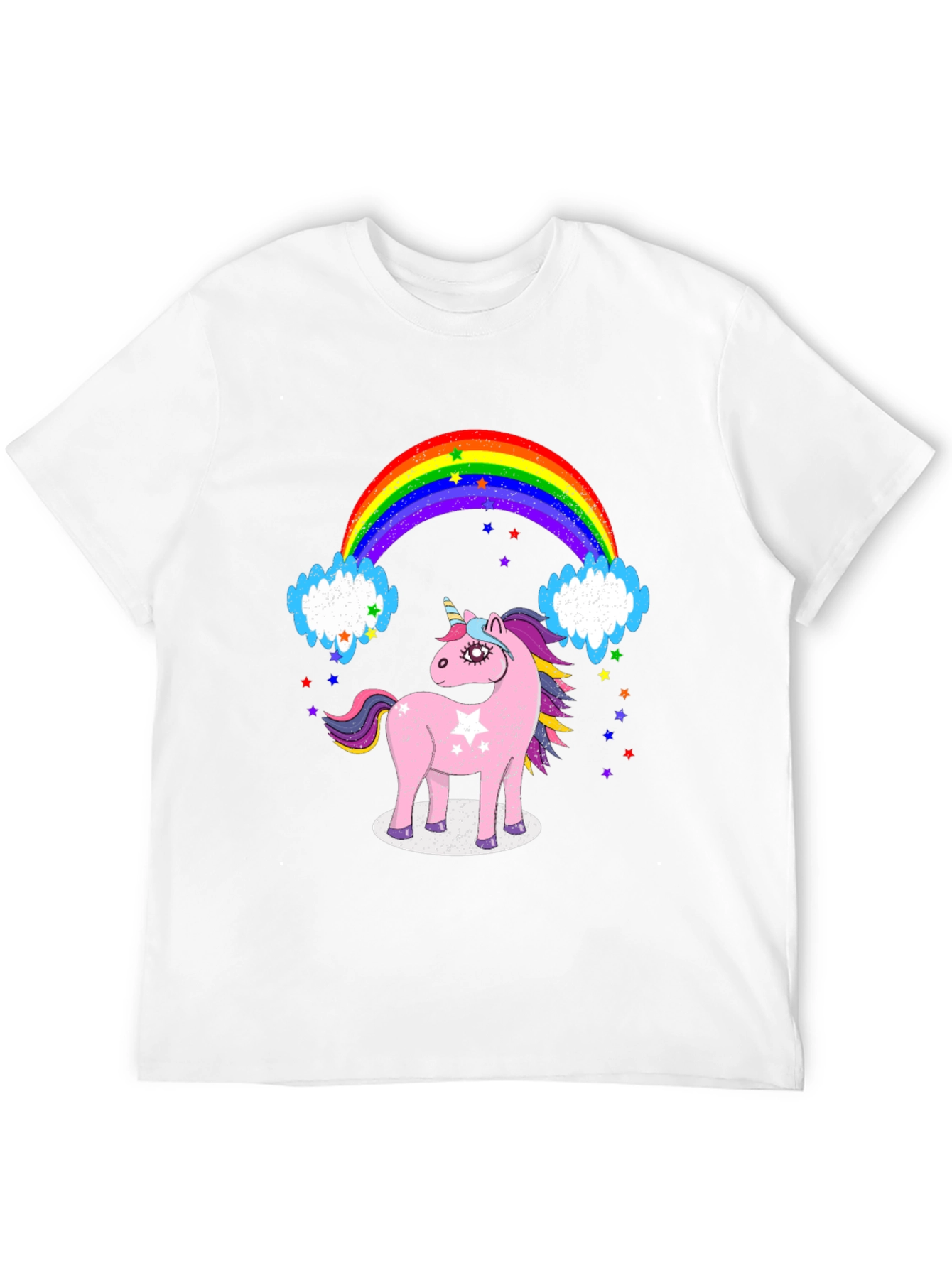 Black Unicorn & Rainbow Graphic Tee - Black Cotton T-Shirt view 12