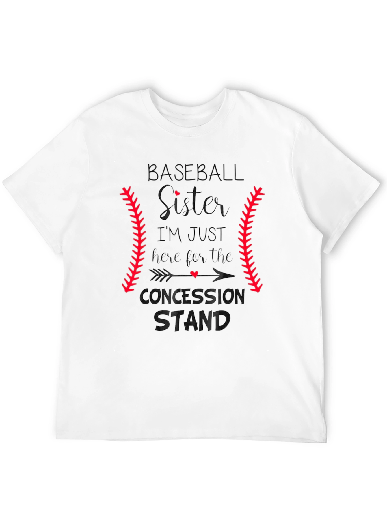 Black Baseball Sister T-Shirt: Concession Stand Design view 12