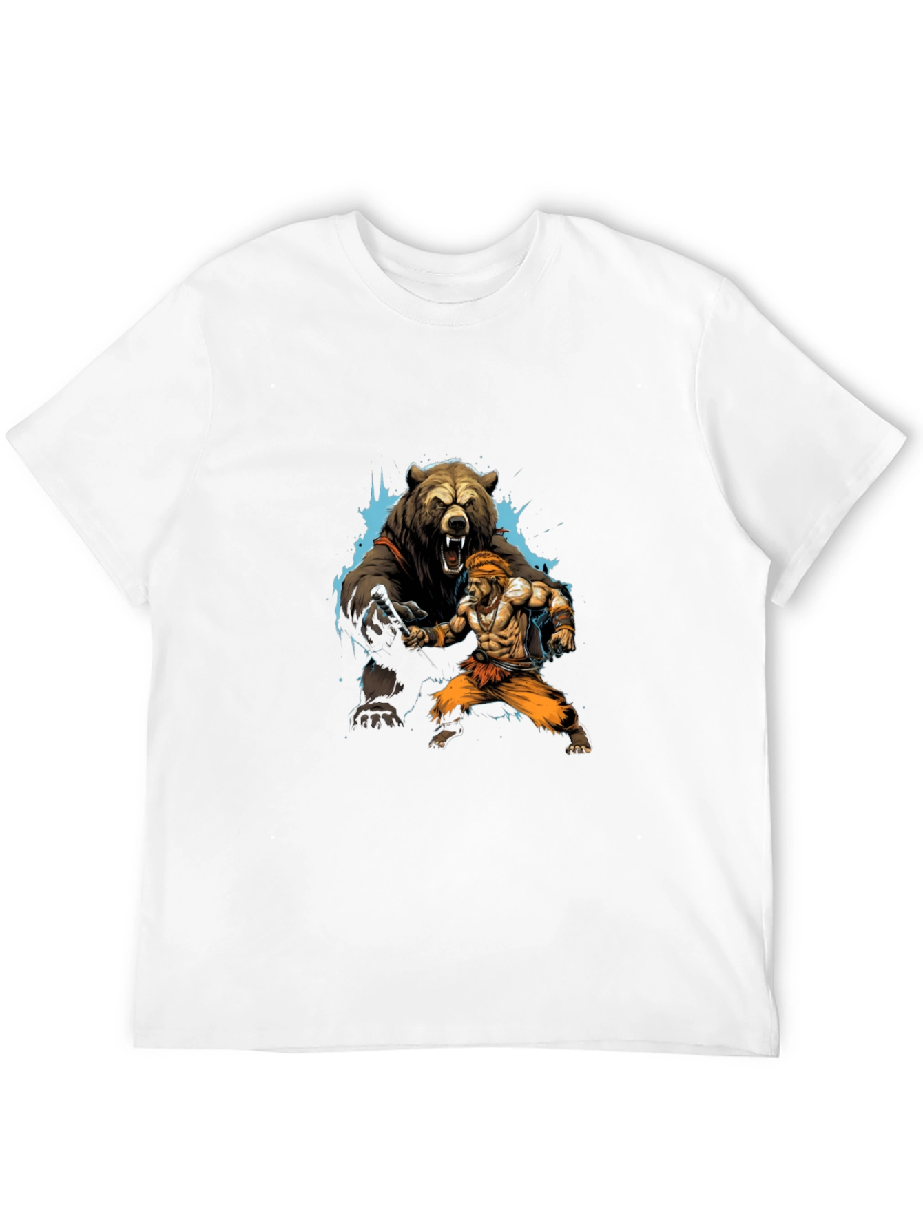 Black Bear vs. Man Graphic T-Shirt - Black Cotton Tee view 12