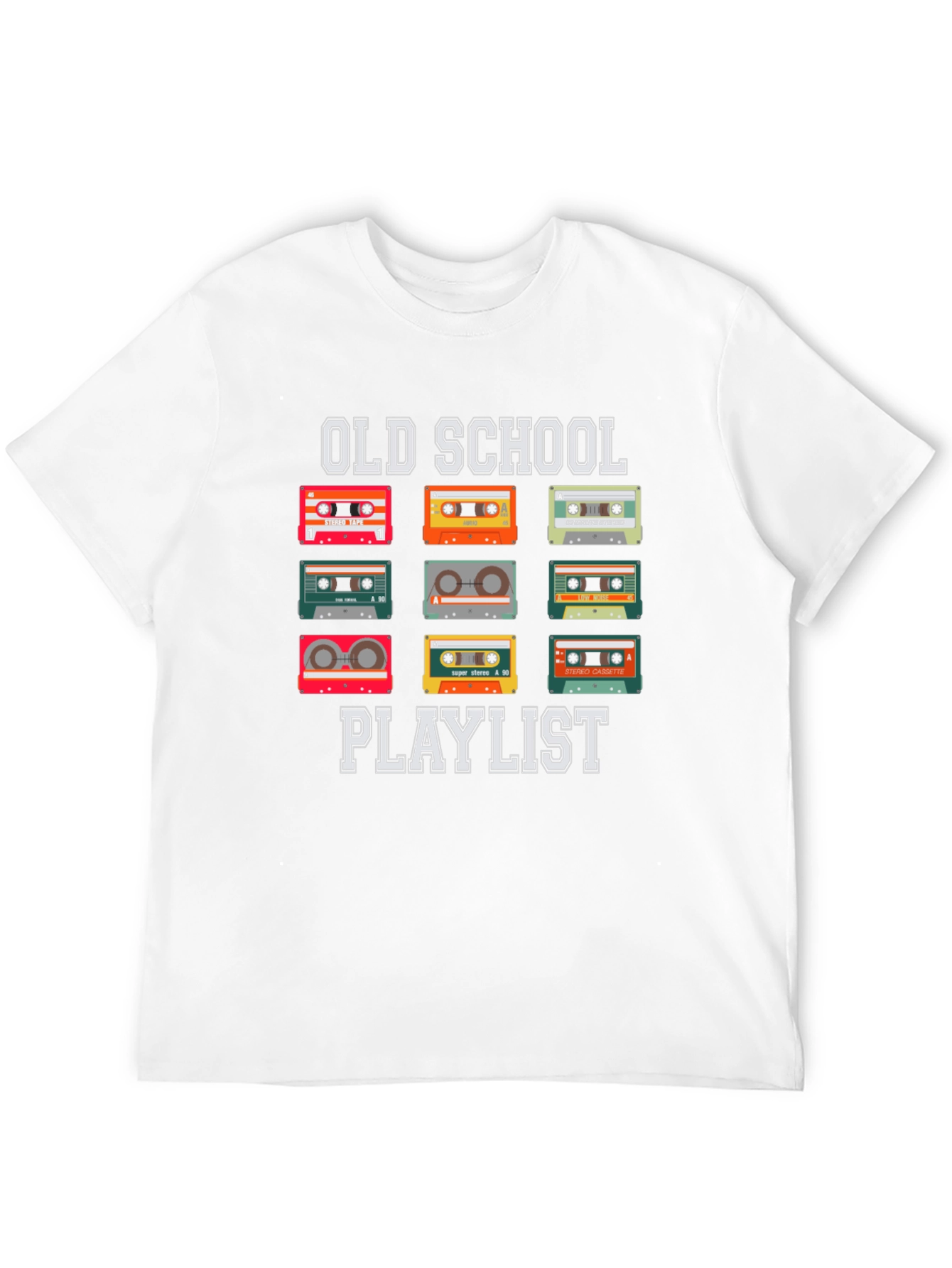 Black Old School Playlist Cassette Tape T-Shirt view 12