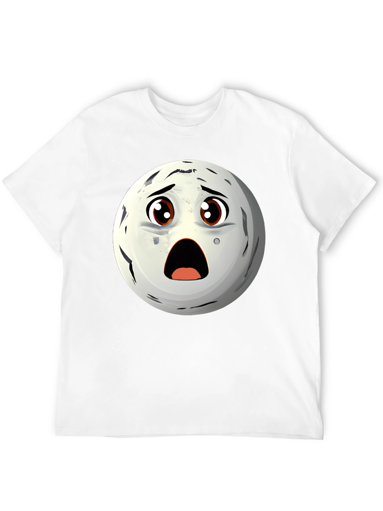 Black Surprised Moon Face Graphic T-Shirt view 12
