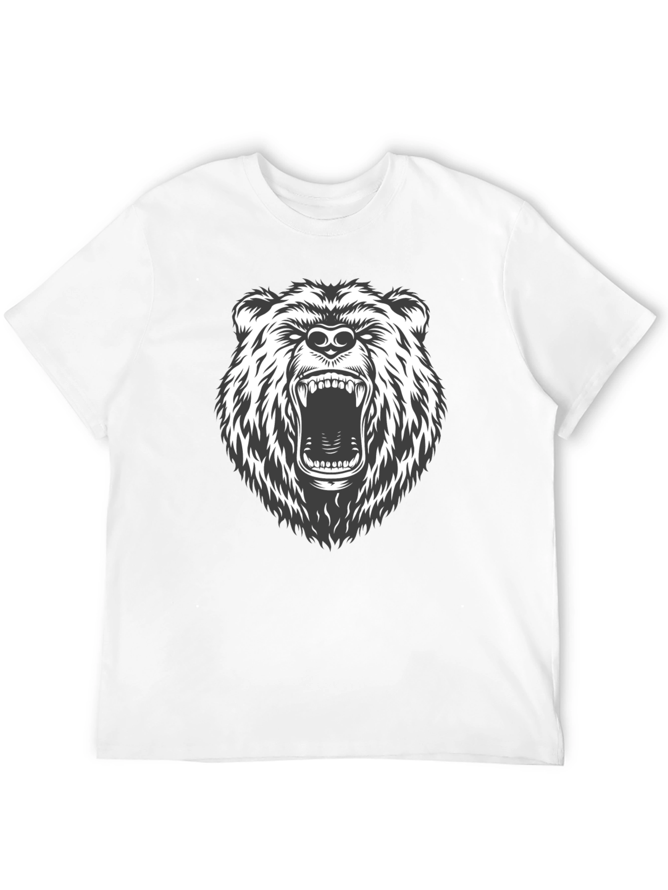 Black Men's Black T-Shirt with Roaring Bear Graphic view 12
