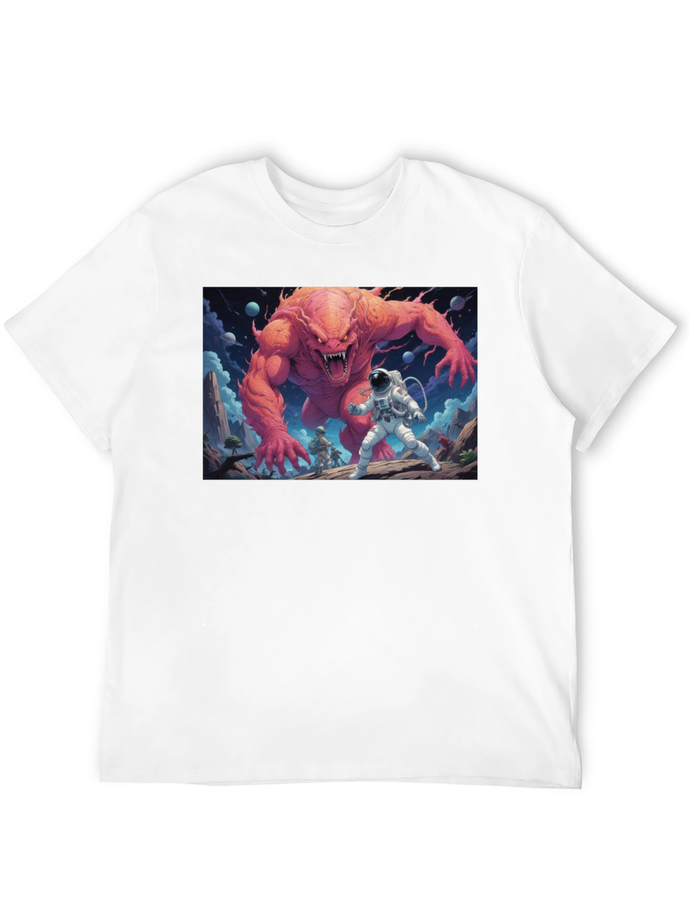 Black Monster Battle Graphic Tee - Sci-Fi Adventure Shirt view 12