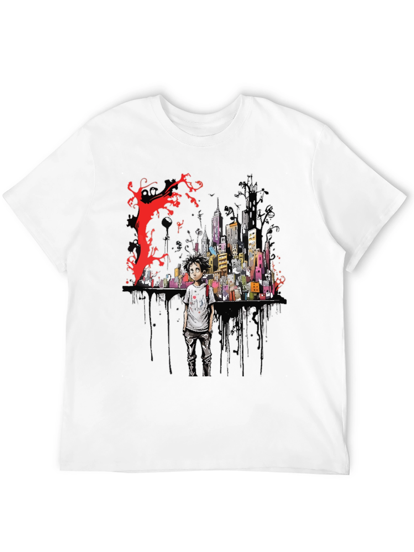 Black Urban Dystopia Graphic Tee - Black Cotton view 12