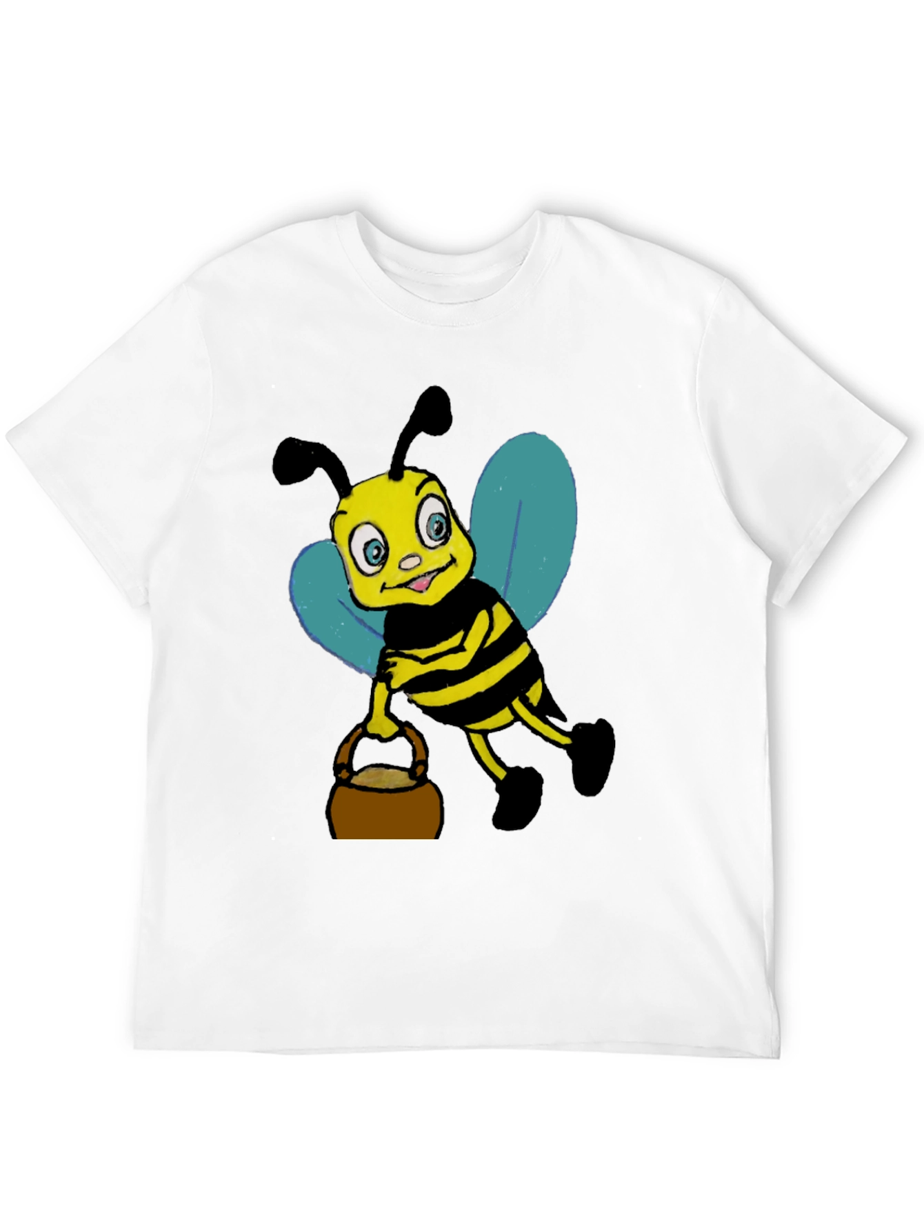 Black Cartoon Bee T-Shirt - Black Cotton Blend view 12