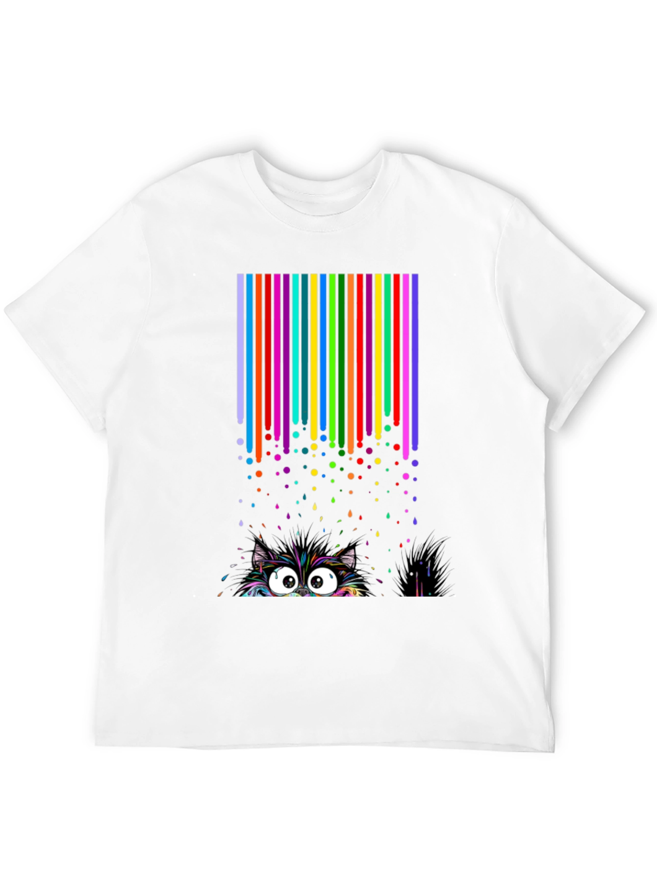 Black Colorful Cat Peek T-Shirt view 12