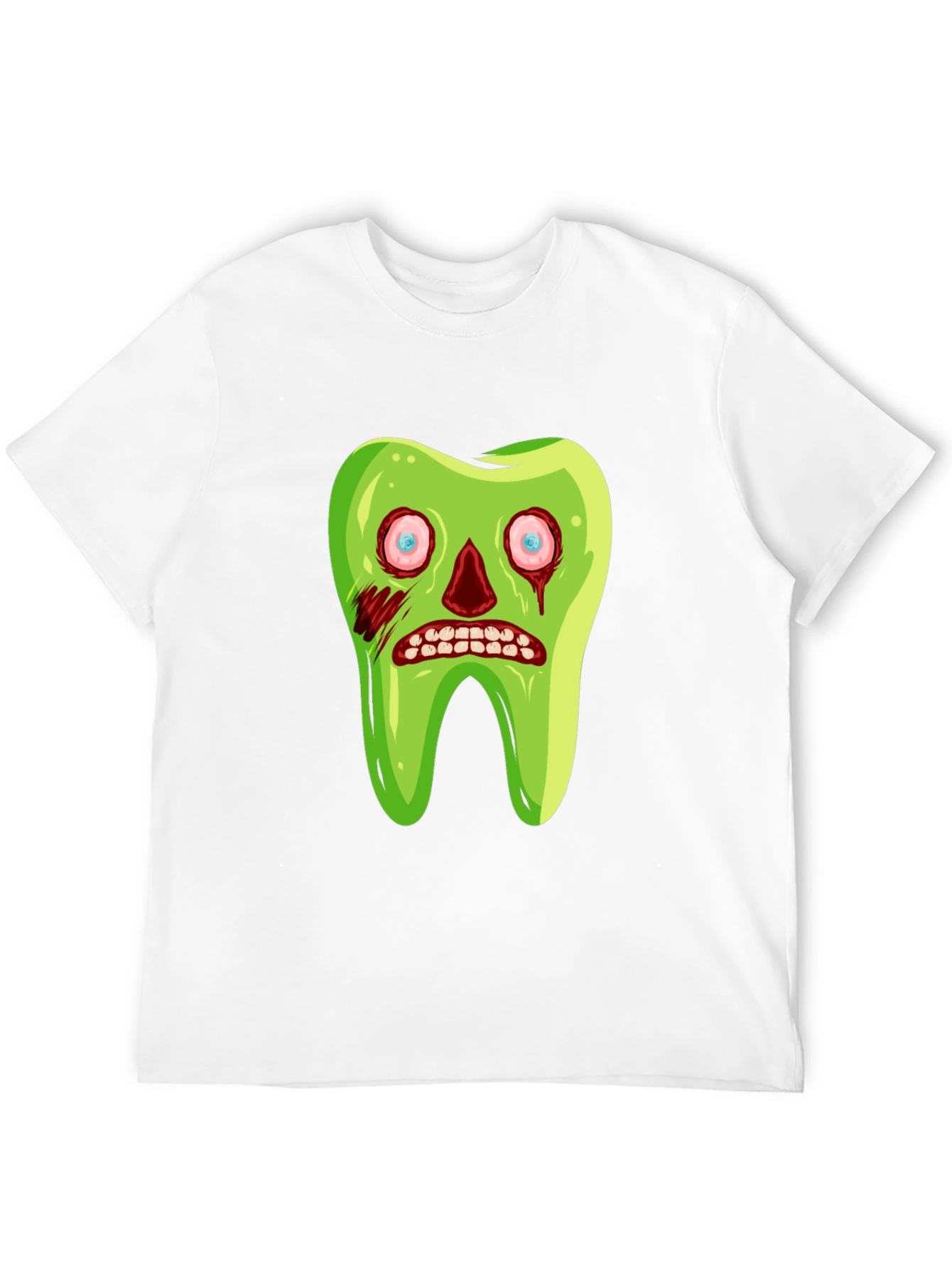 Black Zombie Tooth Graphic Tee - Novelty Halloween Shirt view 12