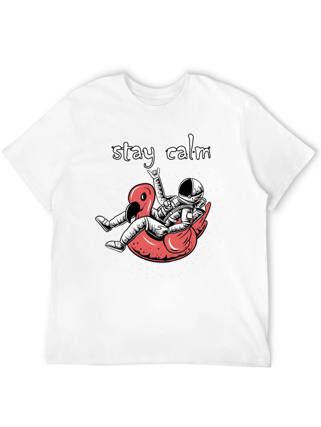 Stay Calm Astronaut Flamingo Graphic Tee - 12