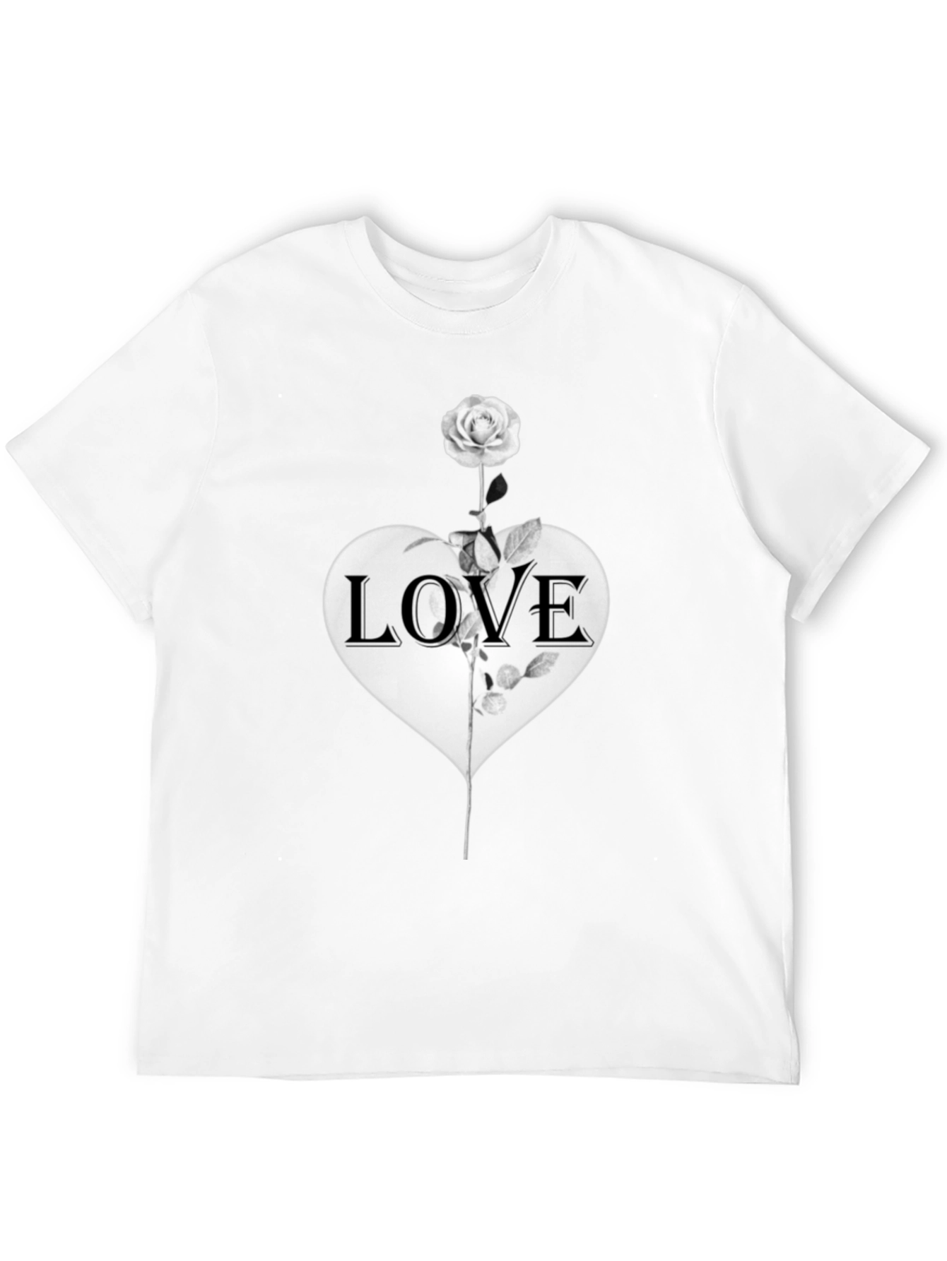 Black Love Rose Graphic Tee - Stylish Unisex Black T-Shirt view 12
