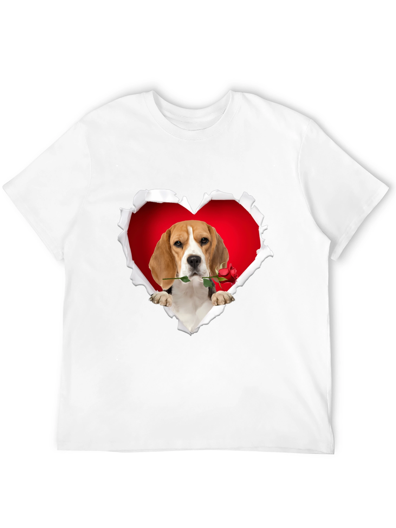 Black Beagle Heart Rose T-Shirt - Cute Dog Lover Tee view 12