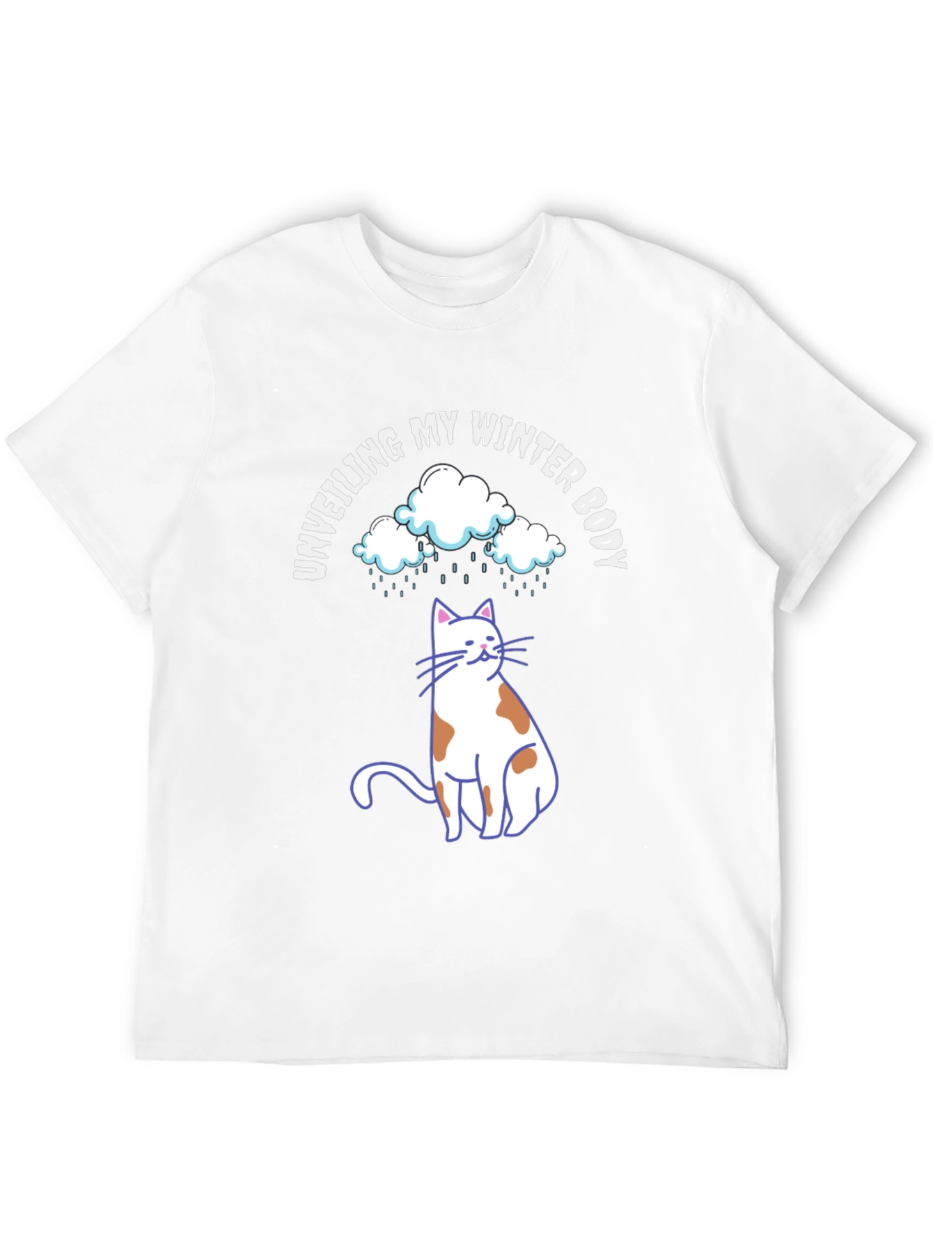 Black Unveiling My Winter Body T-Shirt Cat Clouds view 12