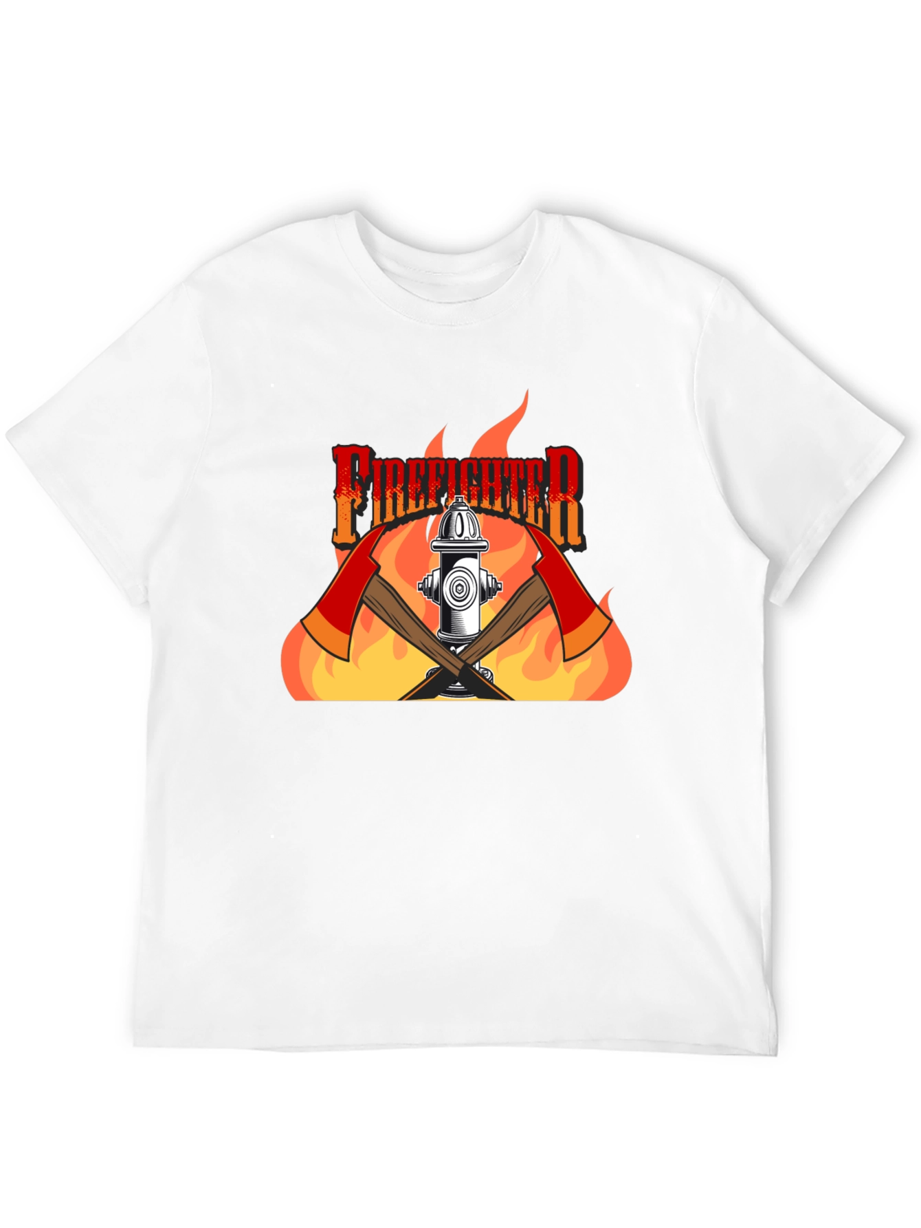 Black Firefighter Graphic Print Black T-Shirt view 12