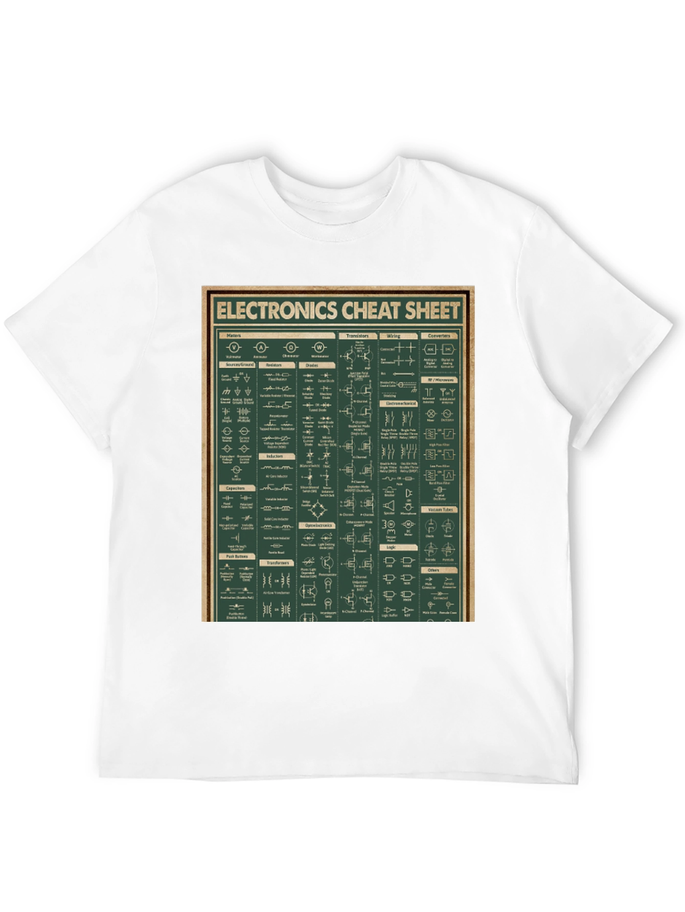 Black Electronics Cheat Sheet Graphic Tee - Black Cotton T-Shirt view 12