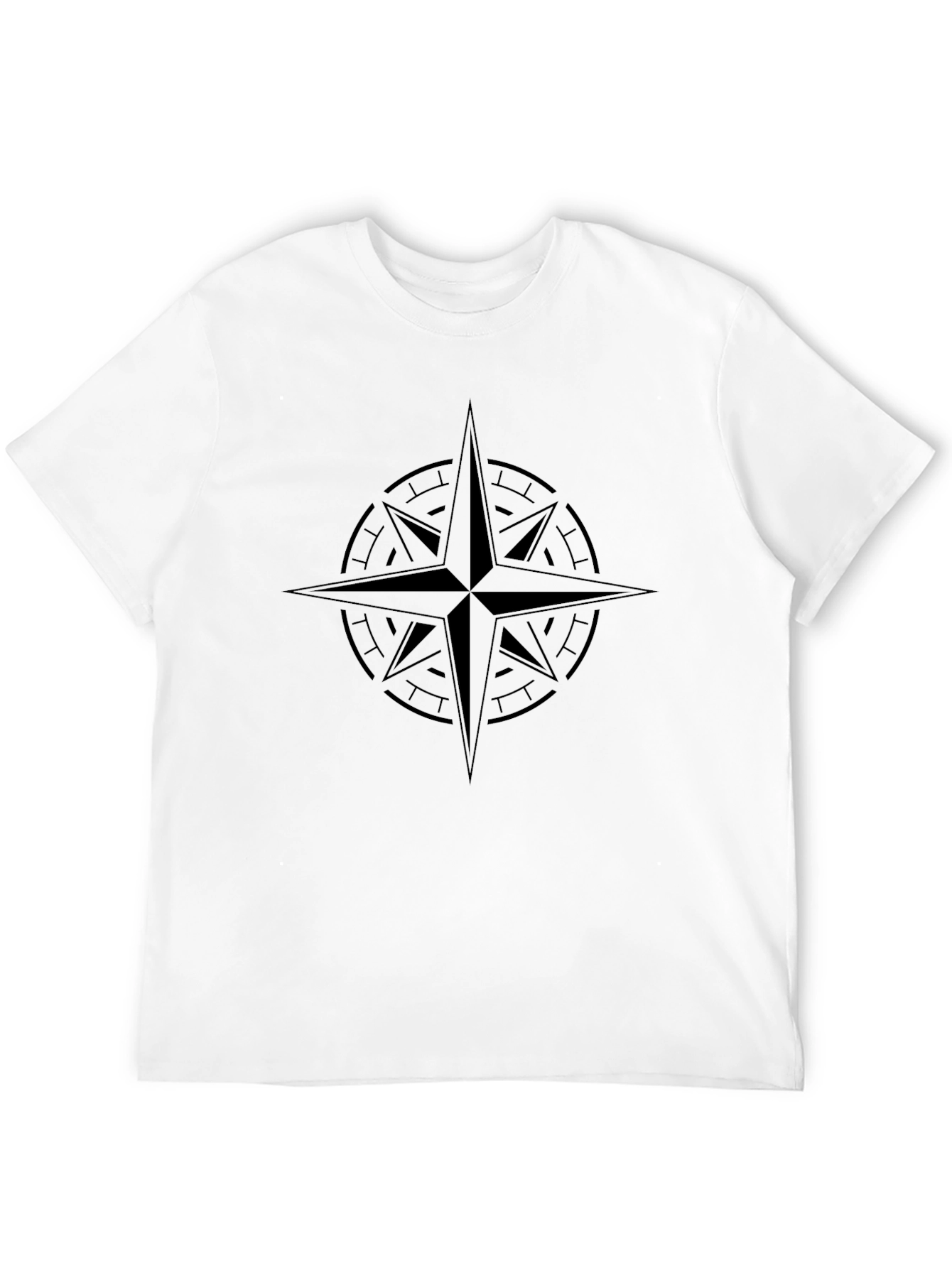 Black Compass Rose Graphic Tee - Stylish Black T-Shirt view 12