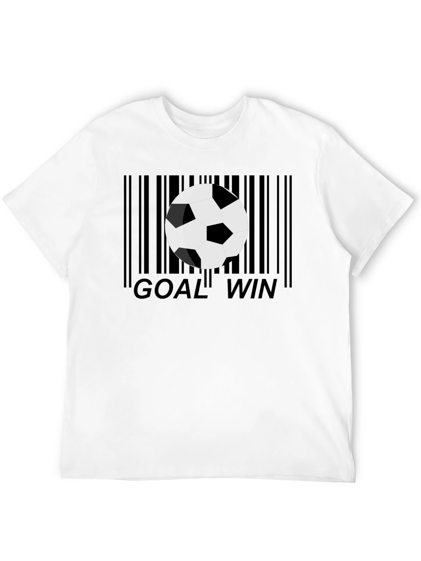 Black Goal Win Soccer Ball Barcode Men's Black Graphic T-Shirt view 12