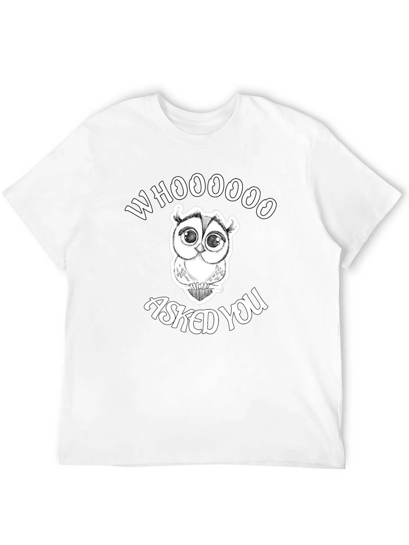 Black Whooooo Asked You Owl Graphic Tee - Black Cotton T-Shirt view 12