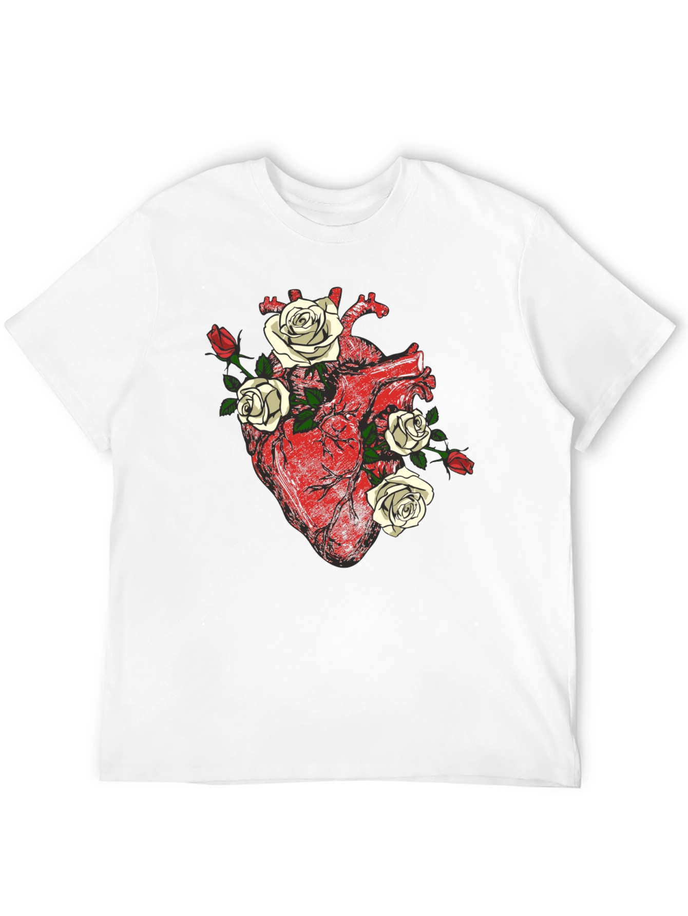 Black Anatomical Heart & Roses Graphic Tee view 12