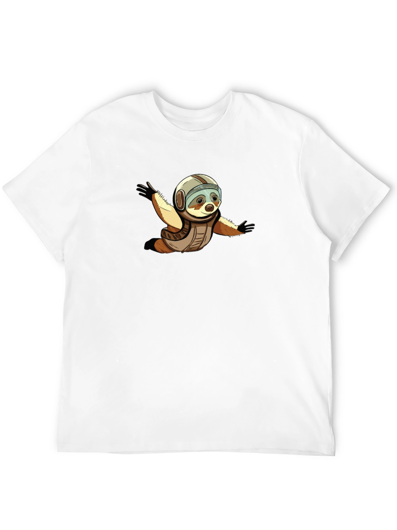Black Sloth Skydiver Graphic T-Shirt - Black Cotton Tee view 12