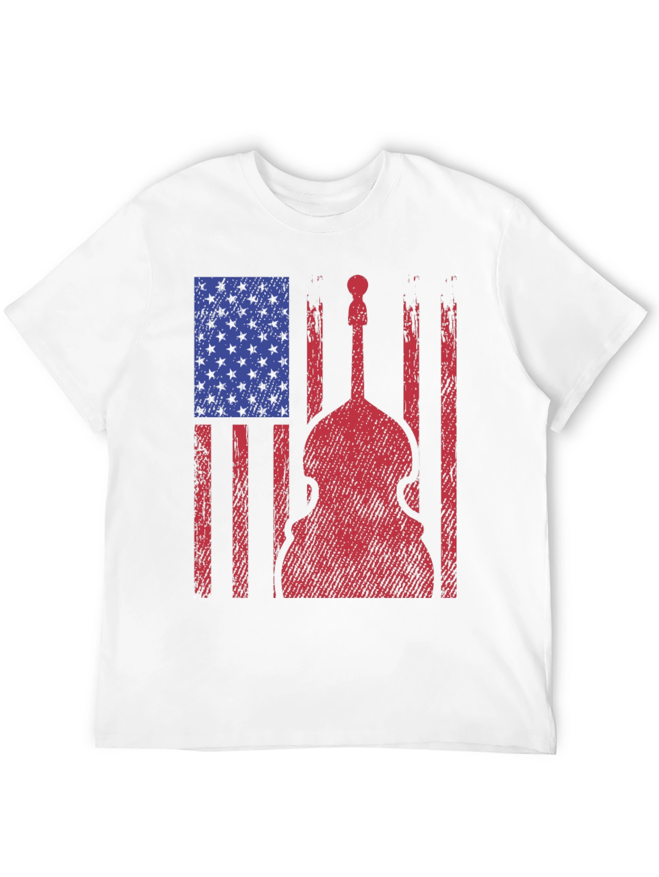 Black American Flag Bass Guitar Graphic T-Shirt view 12