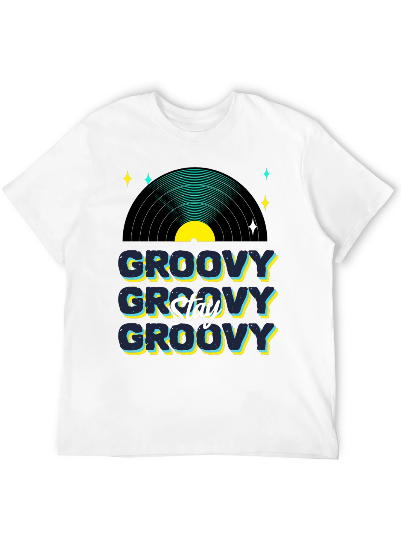 Black Groovy Vinyl Record Graphic T-Shirt - Stay Groovy view 12