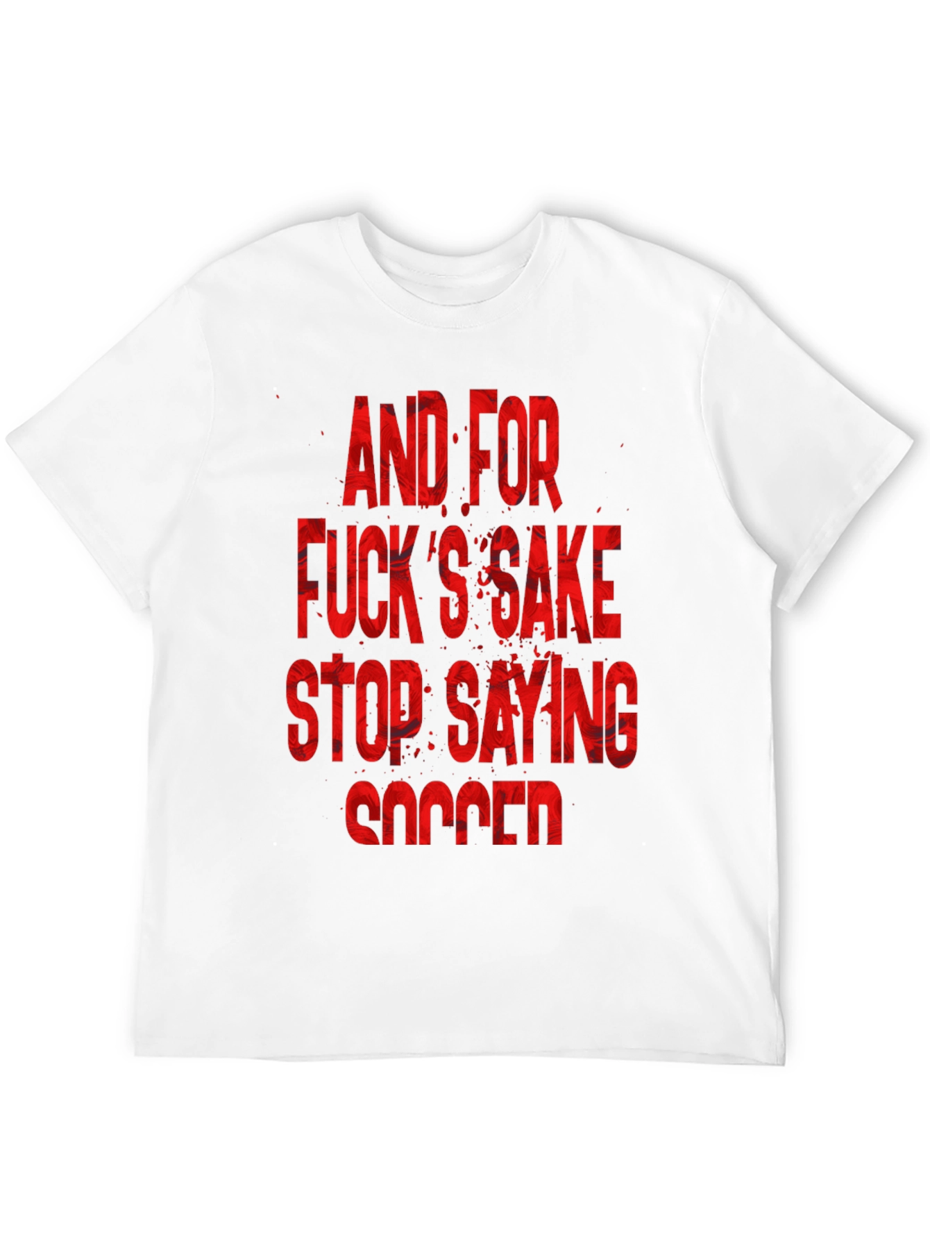 Black Humorous "Stop Saying Soccer" Graphic T-Shirt view 12