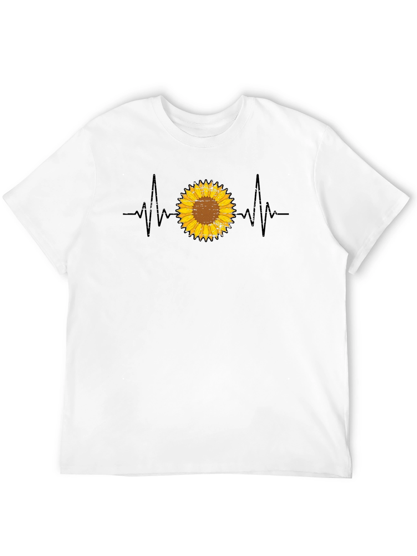 Black Sunflower Heartbeat Graphic Tee view 12