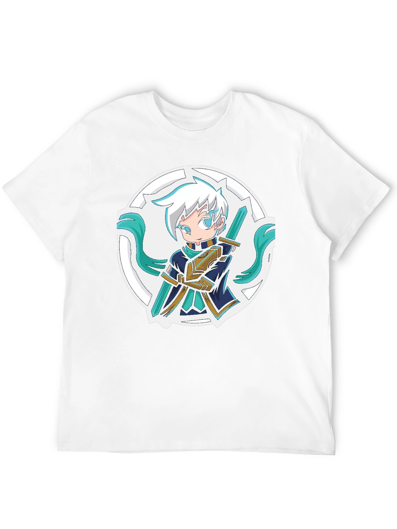 Black Anime Sword Character T-Shirt view 12