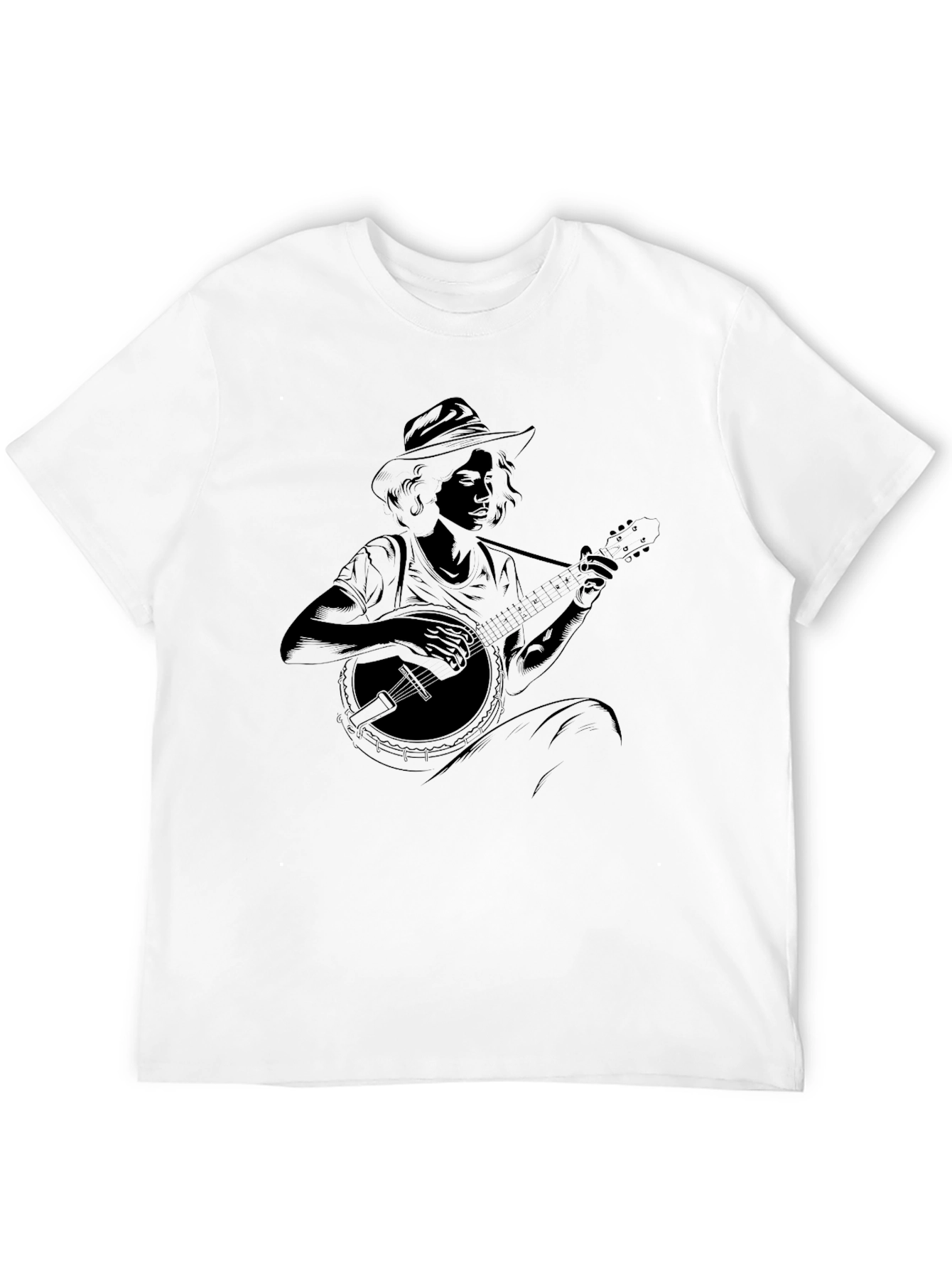 Black Banjo Player Graphic Black Tee - Unisex view 12