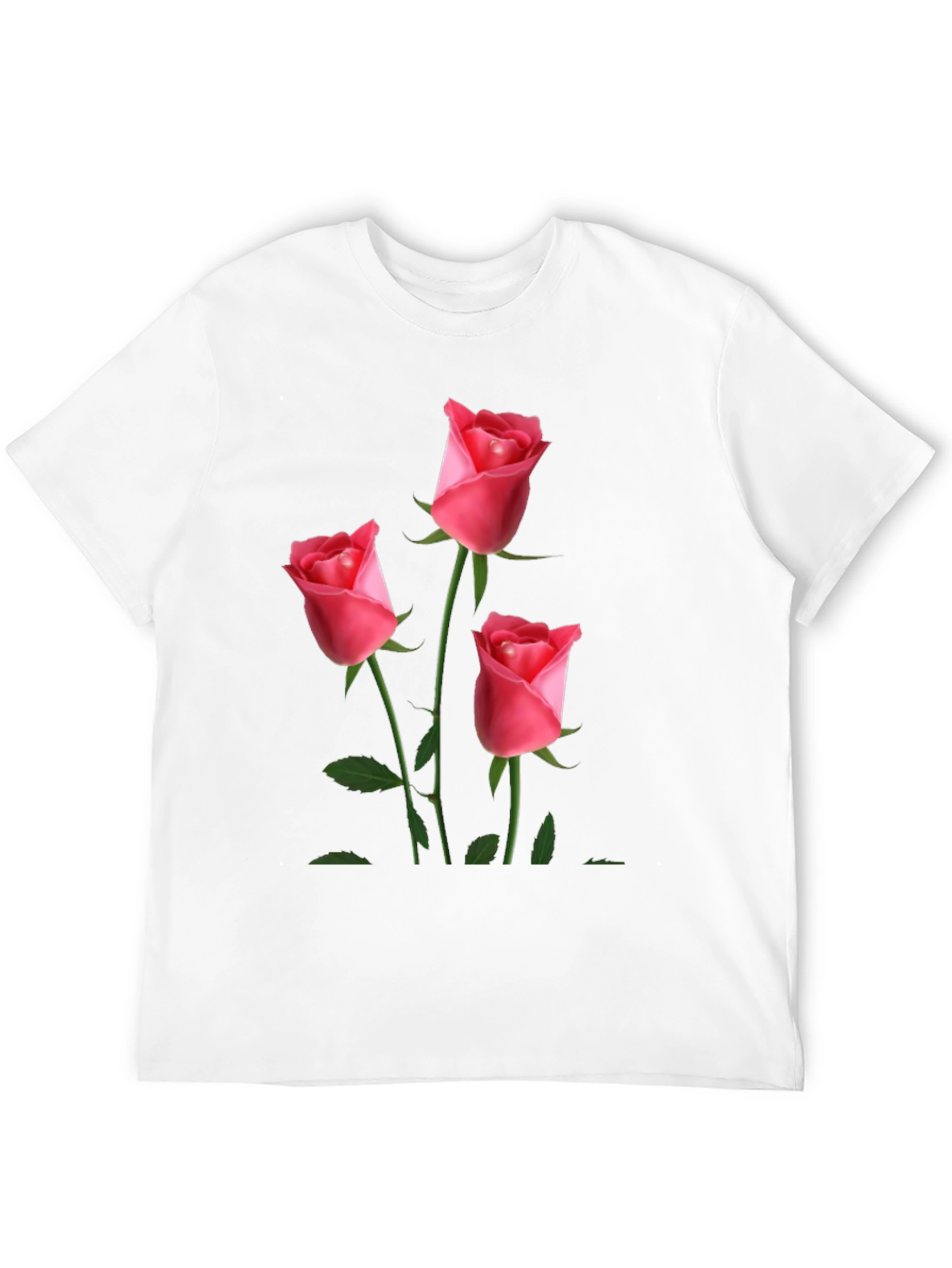 Black Men's Black T-Shirt with Rose Design view 12