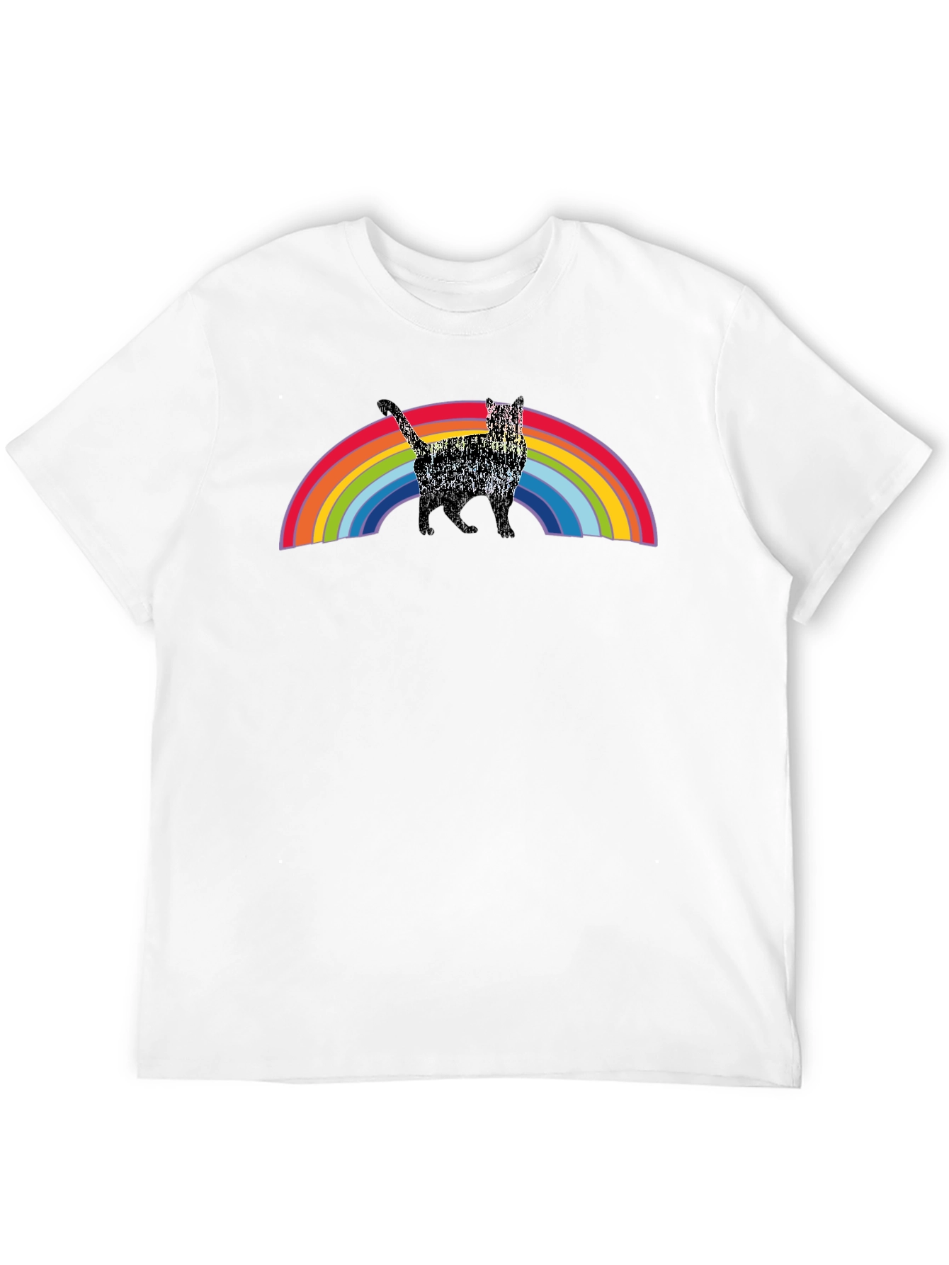 Black Rainbow Cat Graphic T-Shirt - Black view 12